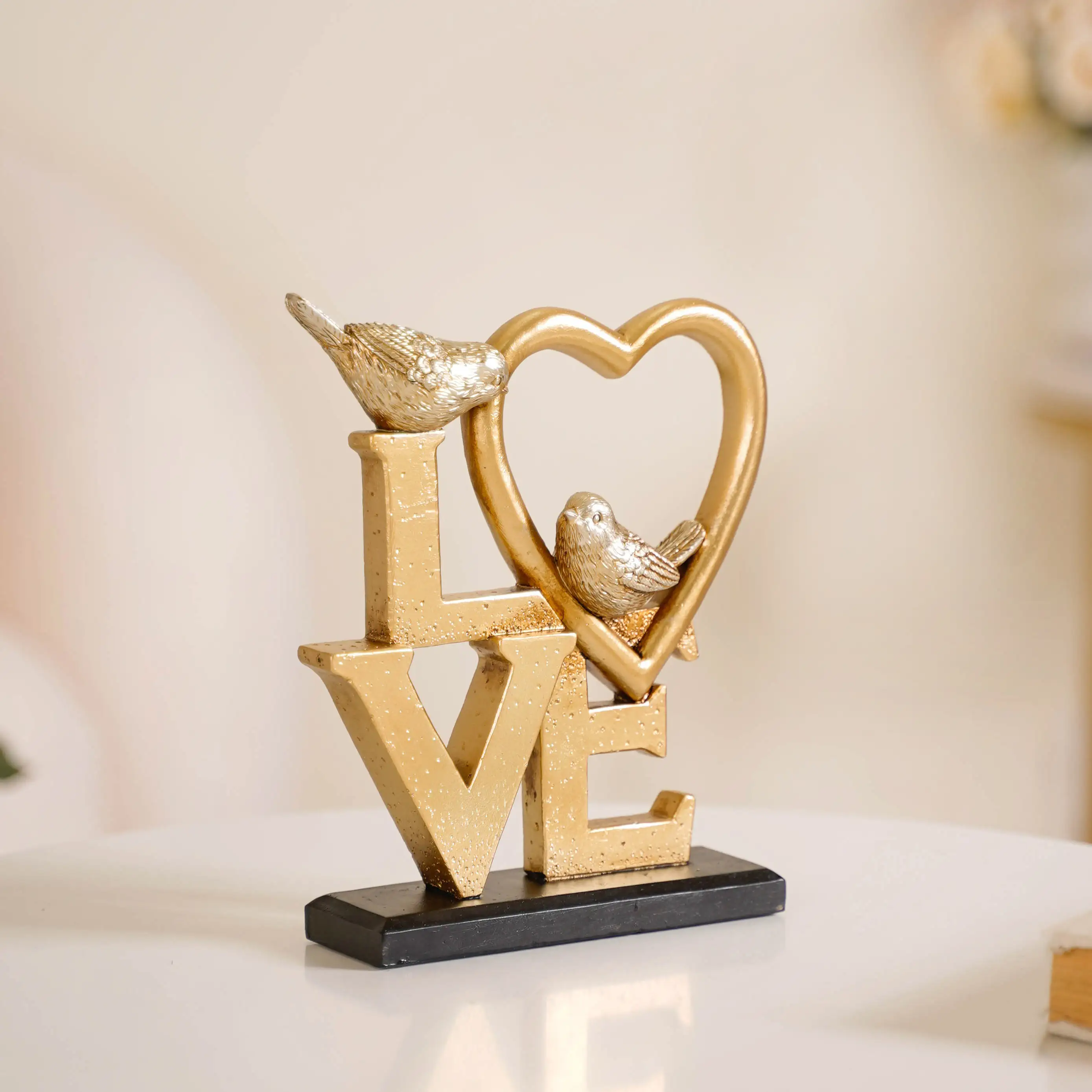 Love Birds Table Showpiece Gold - Image 9