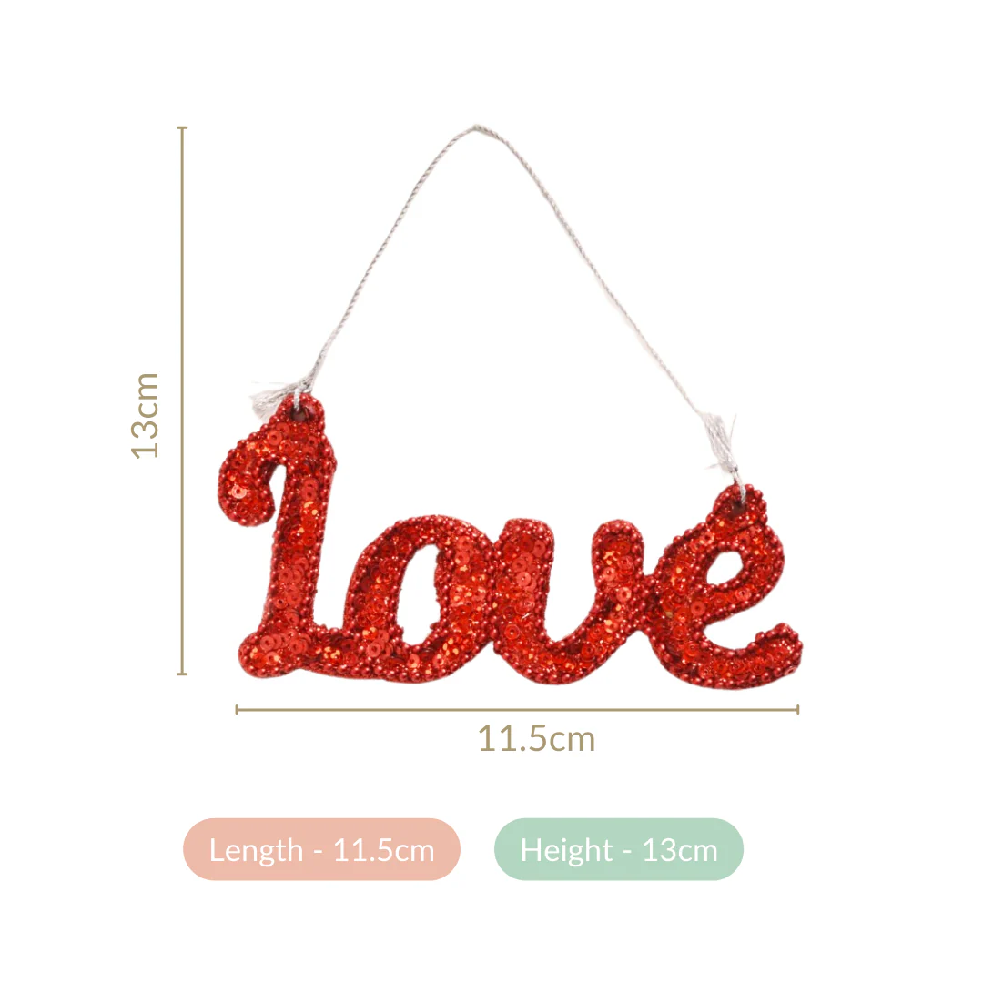 Love Christmas Ornament Set of 2 Red - Image 8