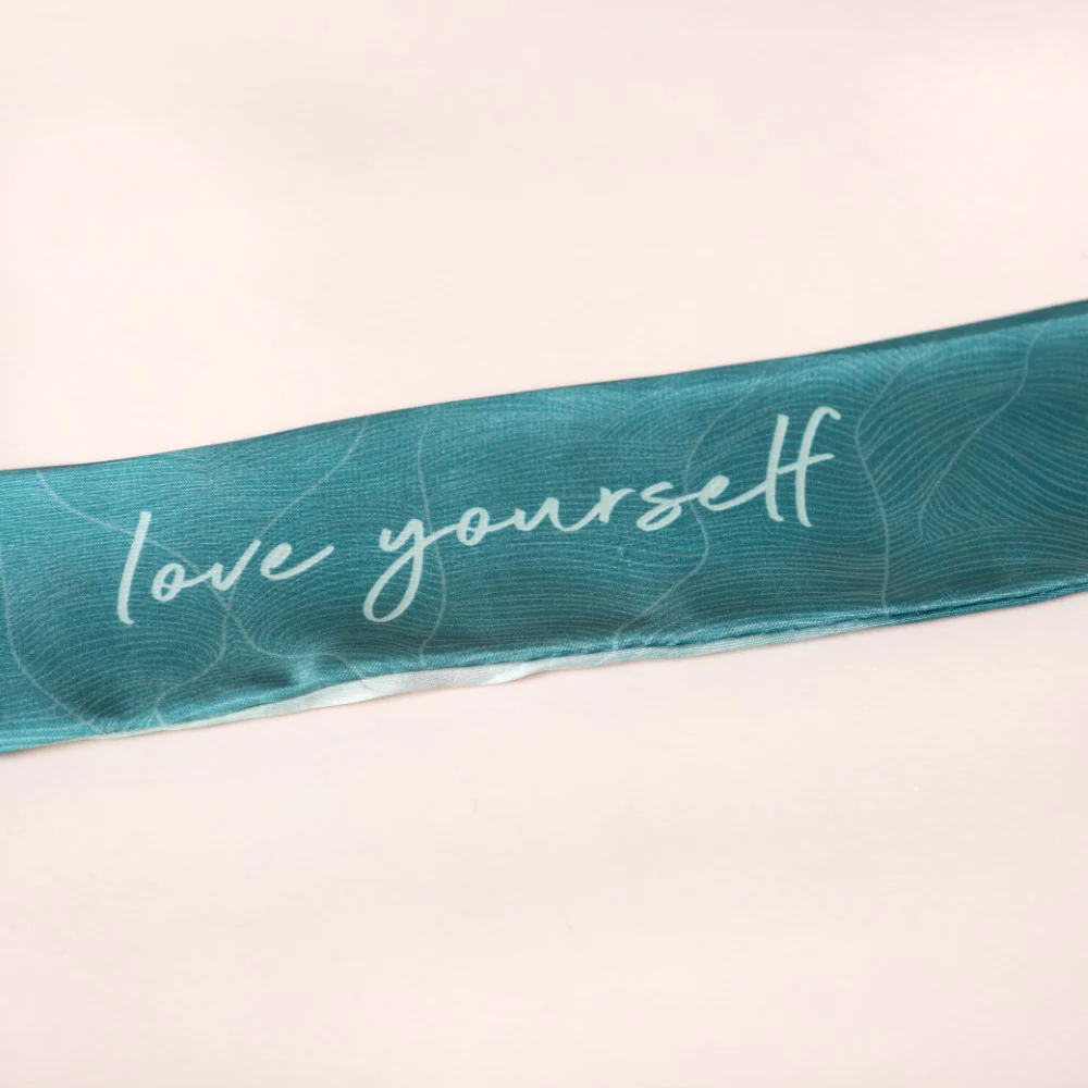 Love Yourself Satin Skinny Scarf Set Of 2 38 Inch - Image 2