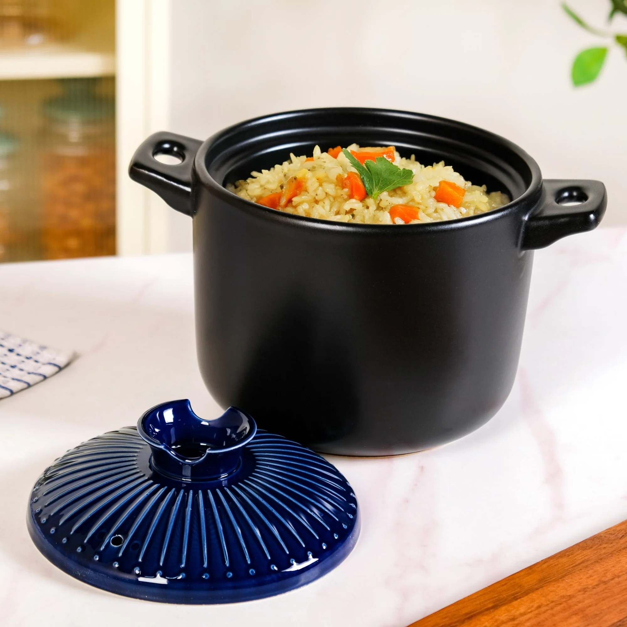 Lumea Cooking Pot With Lid Blue 4700ml - Image 8