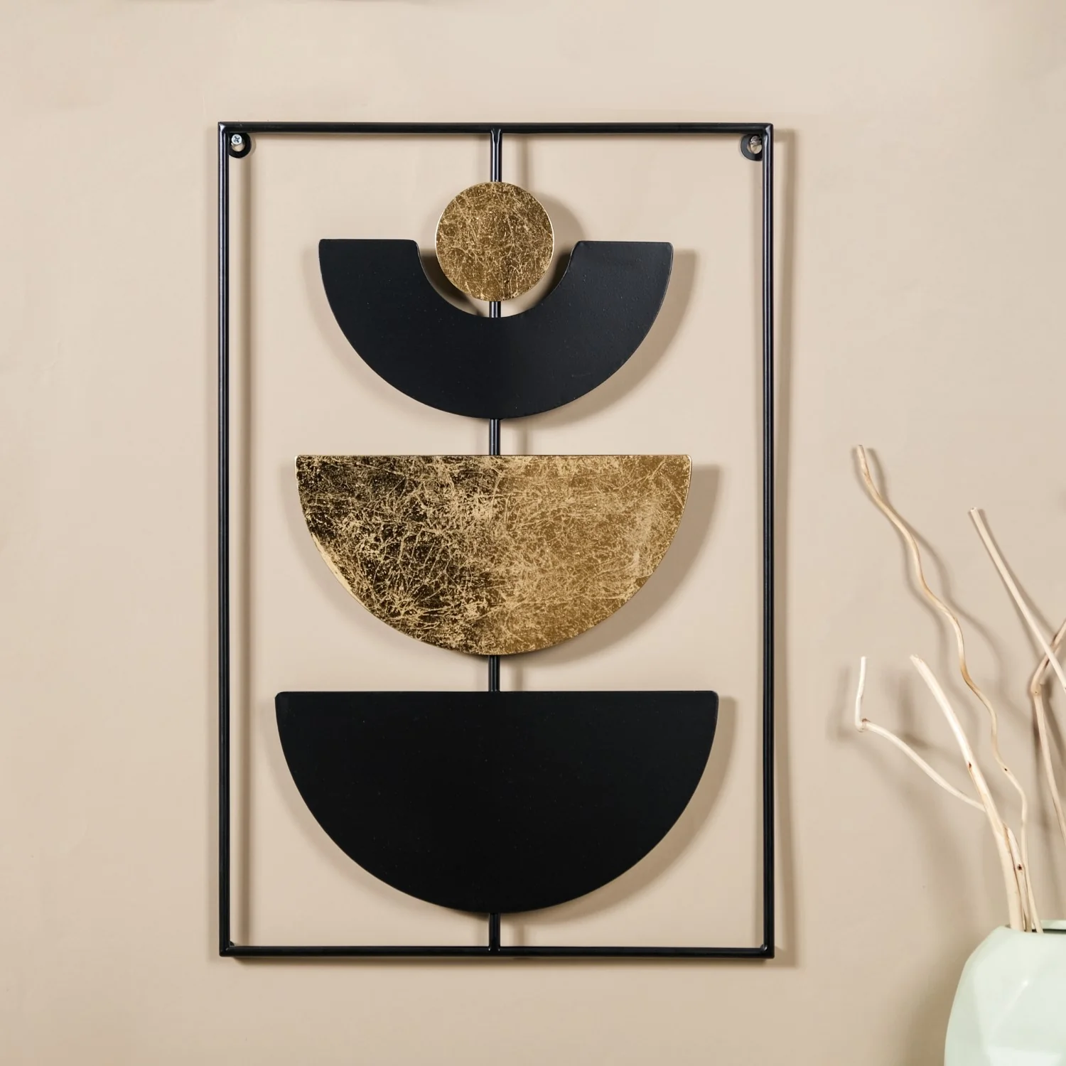 Lunar Cycle Gold Foil Concept Wall Art 23x15 Inch