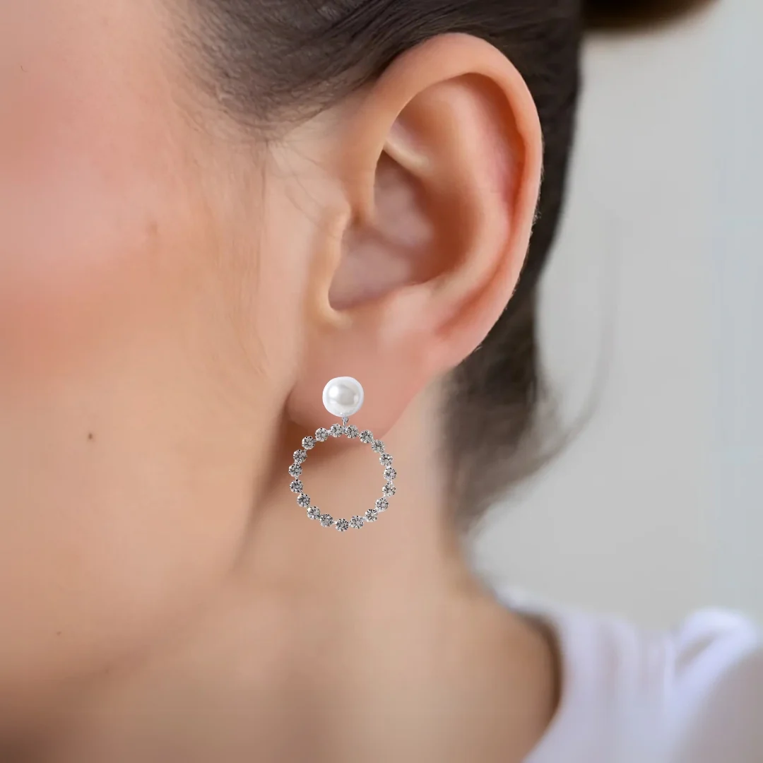 Lunar Sparkle Hoop Danglers - Image 6