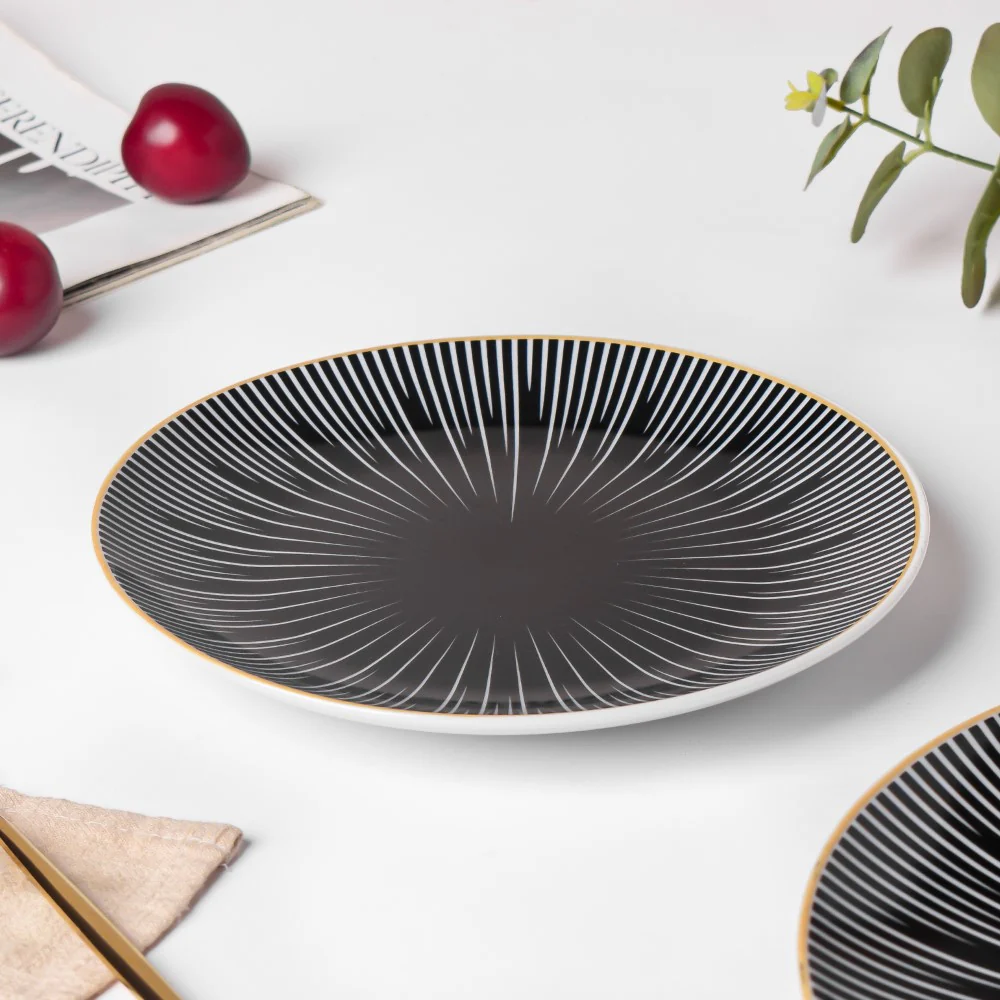 Lunaria Ceramic Snack Plate Black 8 Inch - Image 3