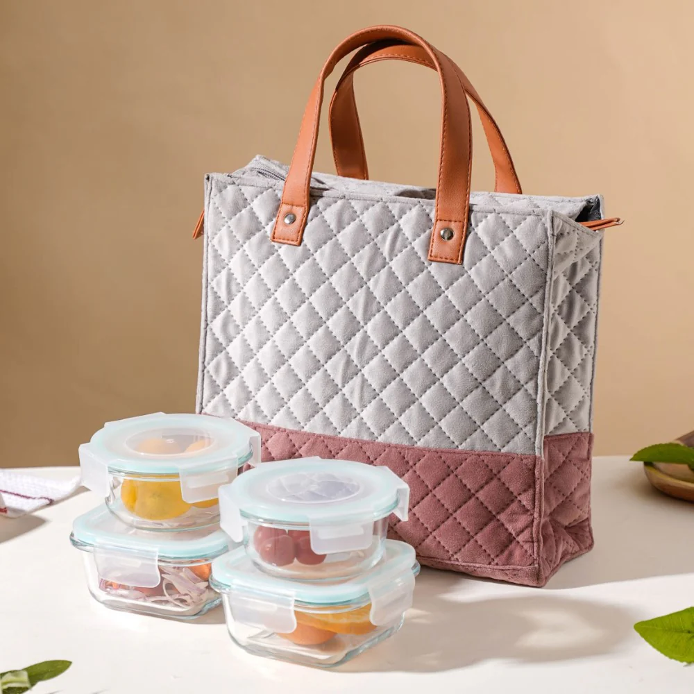 Lunch Box Set Of 4 With Velvet Lunch Bag - Image 17