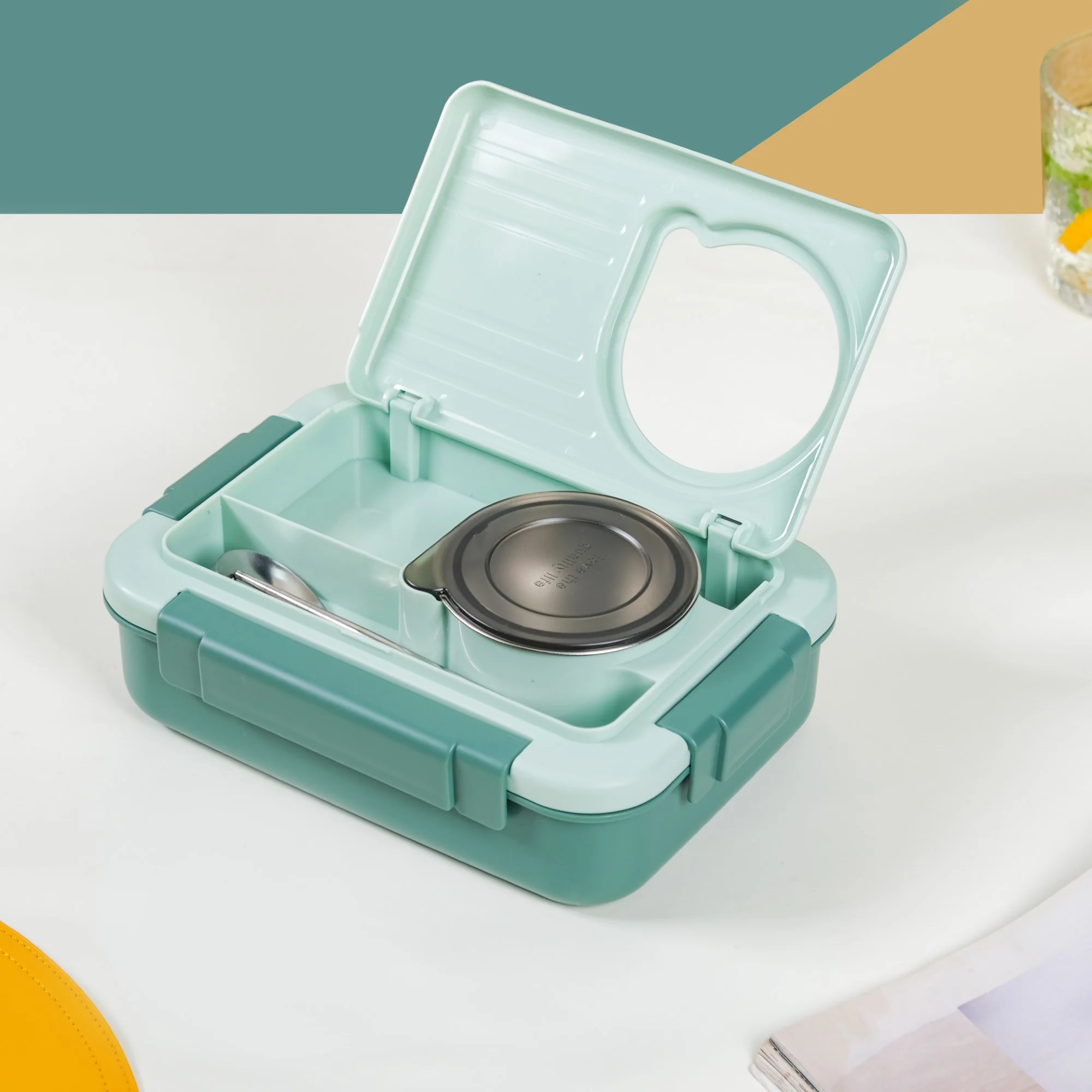 Lunch Box With 2 Sections Green 800ml - Image 15