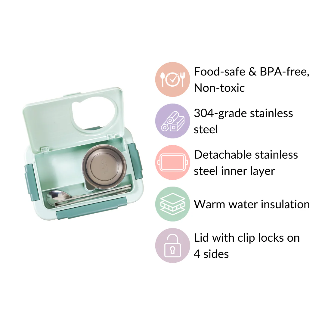 Lunch Box With 2 Sections Green 800ml - Image 17