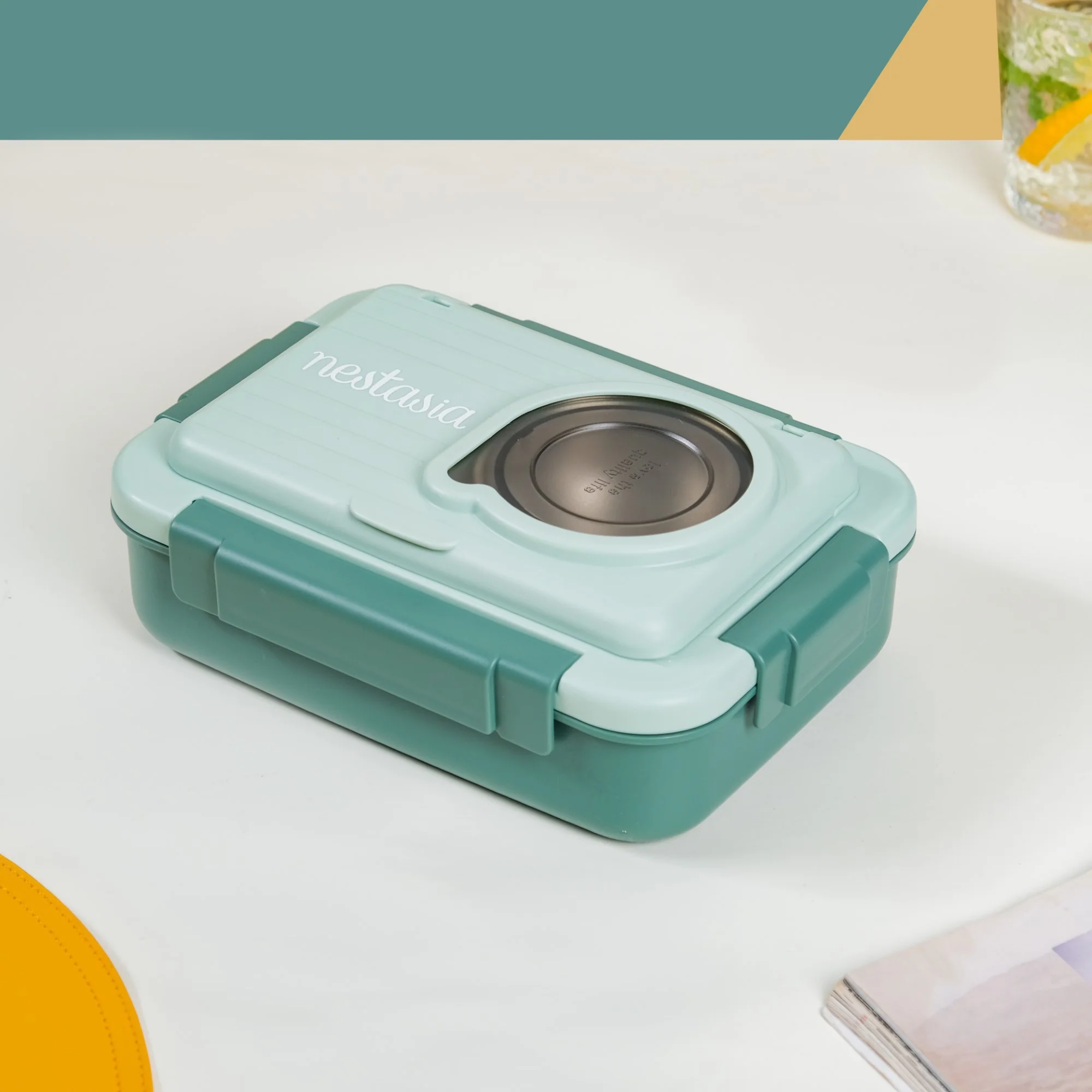 Lunch Box With 2 Sections Green 800ml - Image 2