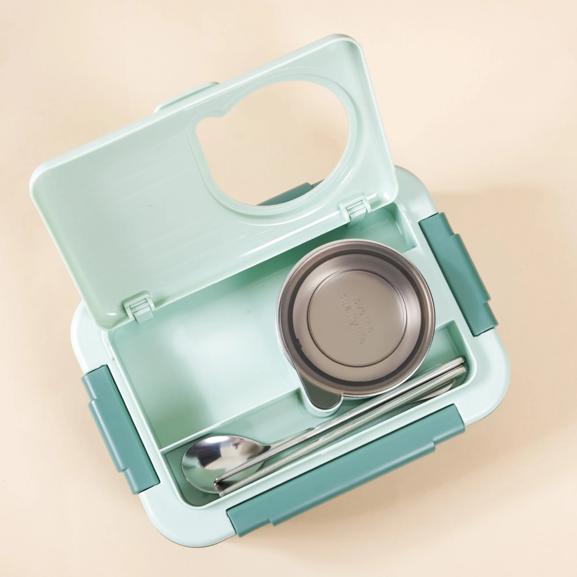 Lunch Box With 2 Sections Green 800ml - Image 25
