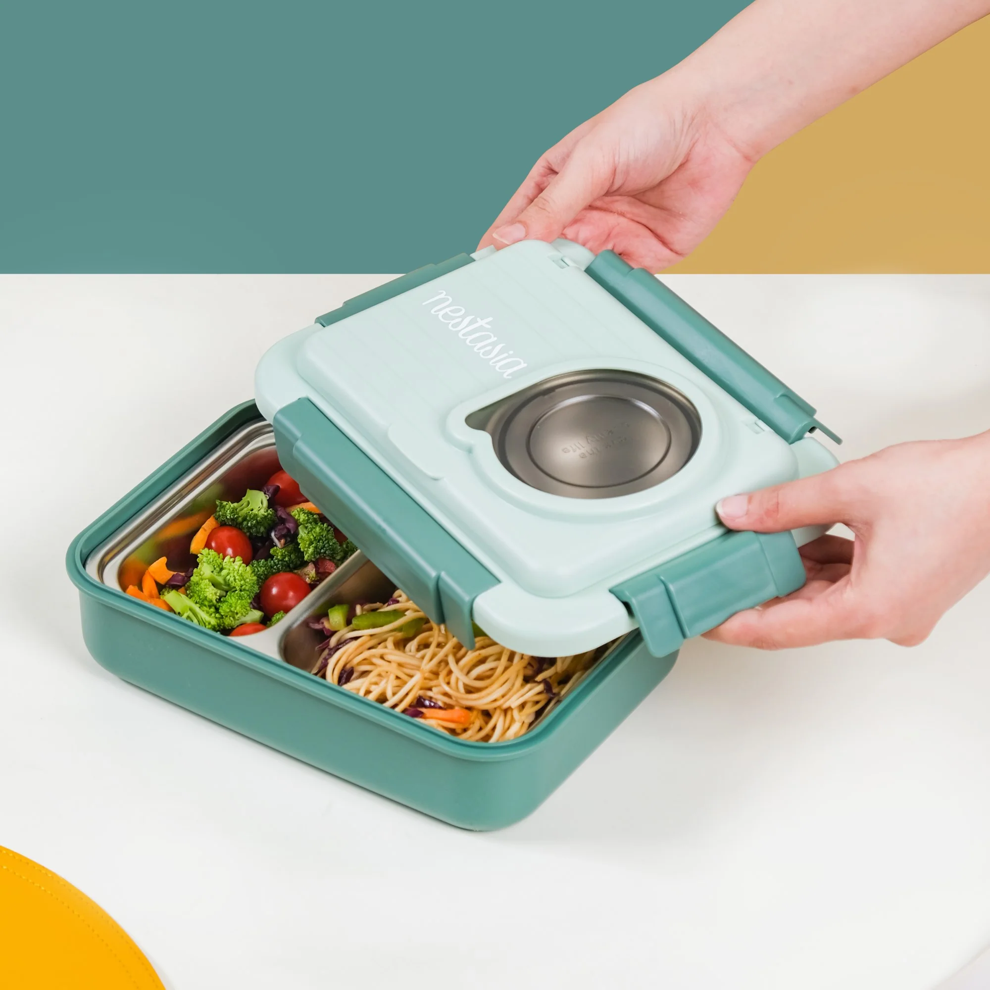 Lunch Box With 2 Sections Green 800ml - Image 3