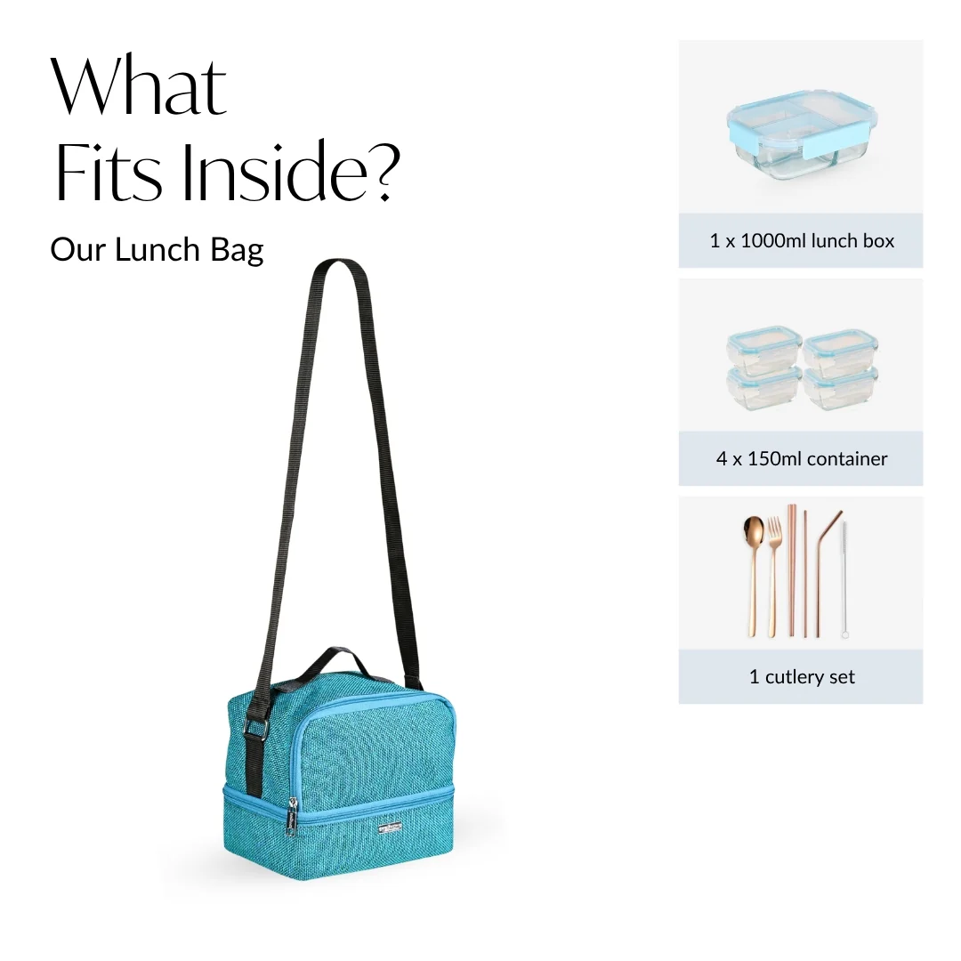 Lunchmate Double Compartment Insulated Lunch Bag Teal - Image 5