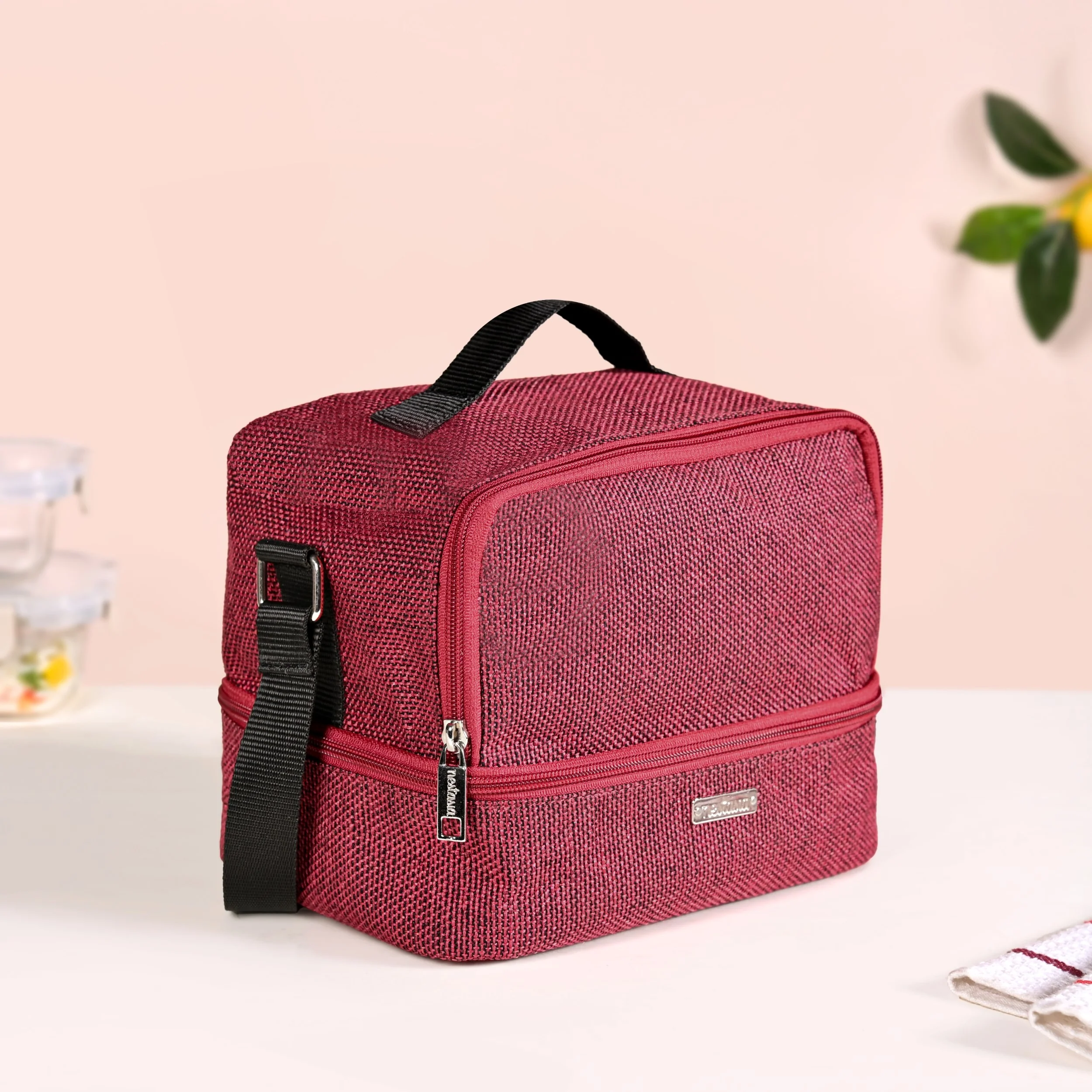 Lunchmate Sustainable Duo Compartment Lunch Bag Red