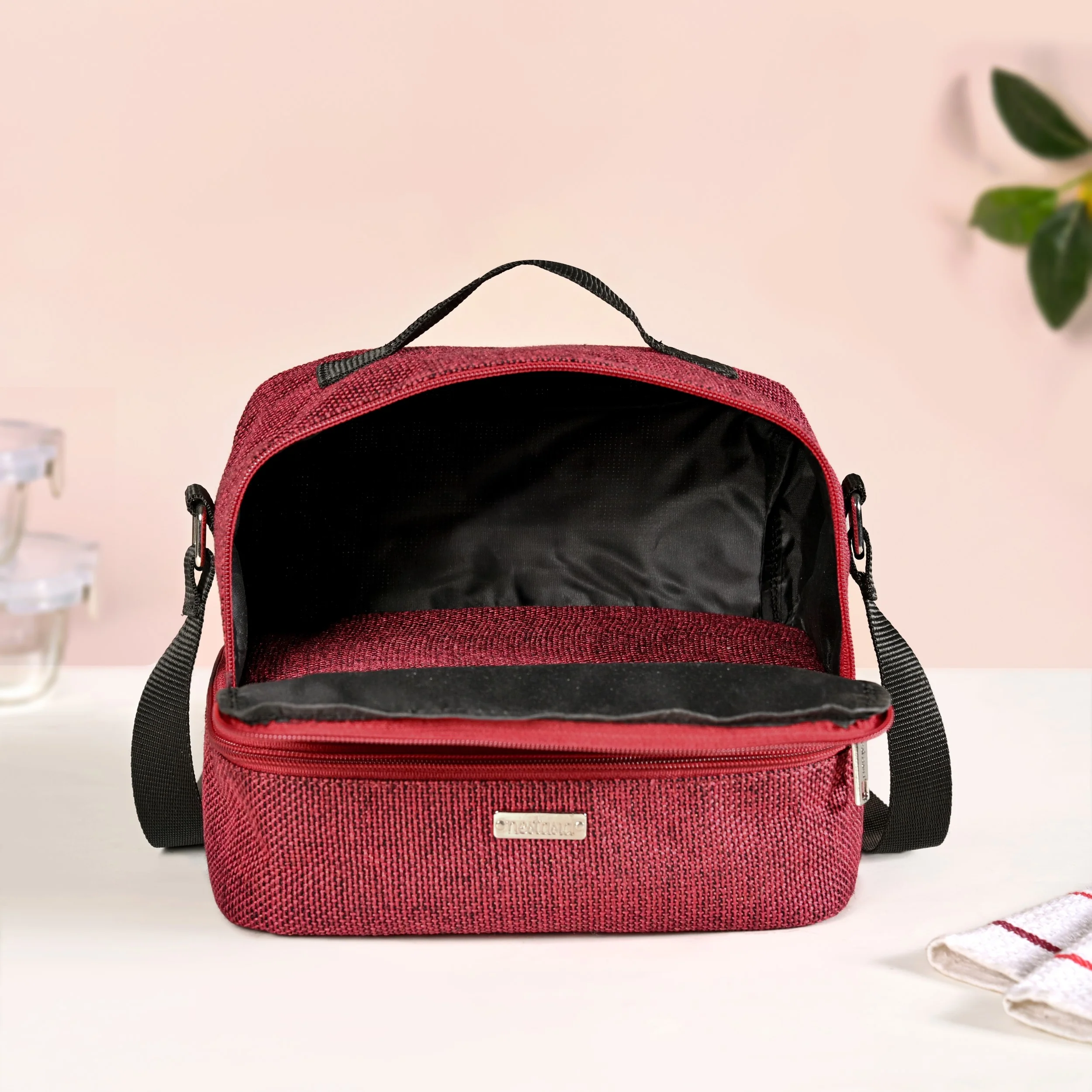 Lunchmate Sustainable Duo Compartment Lunch Bag Red - Image 7