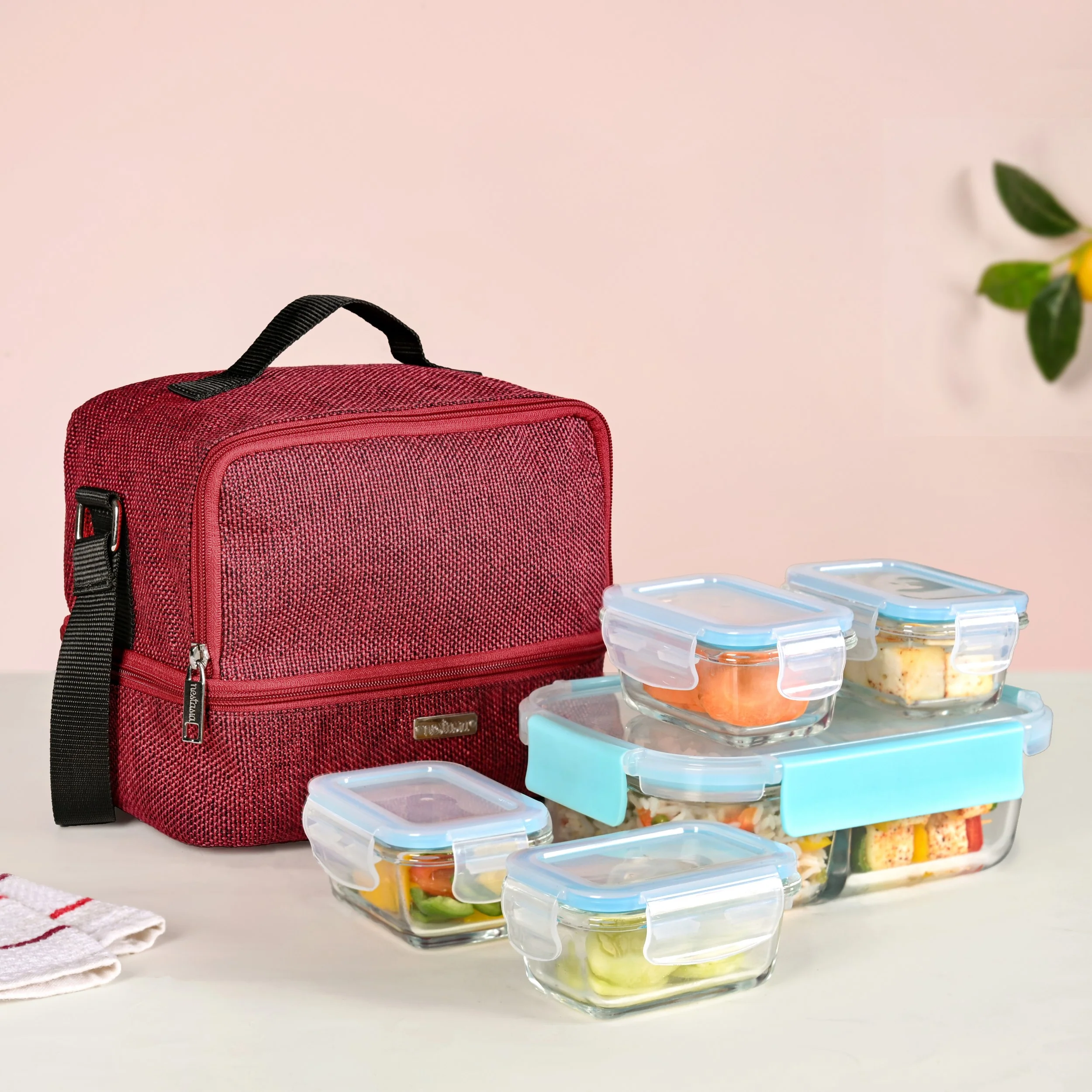 Lunchmate Sustainable Duo Compartment Lunch Bag Red - Image 8