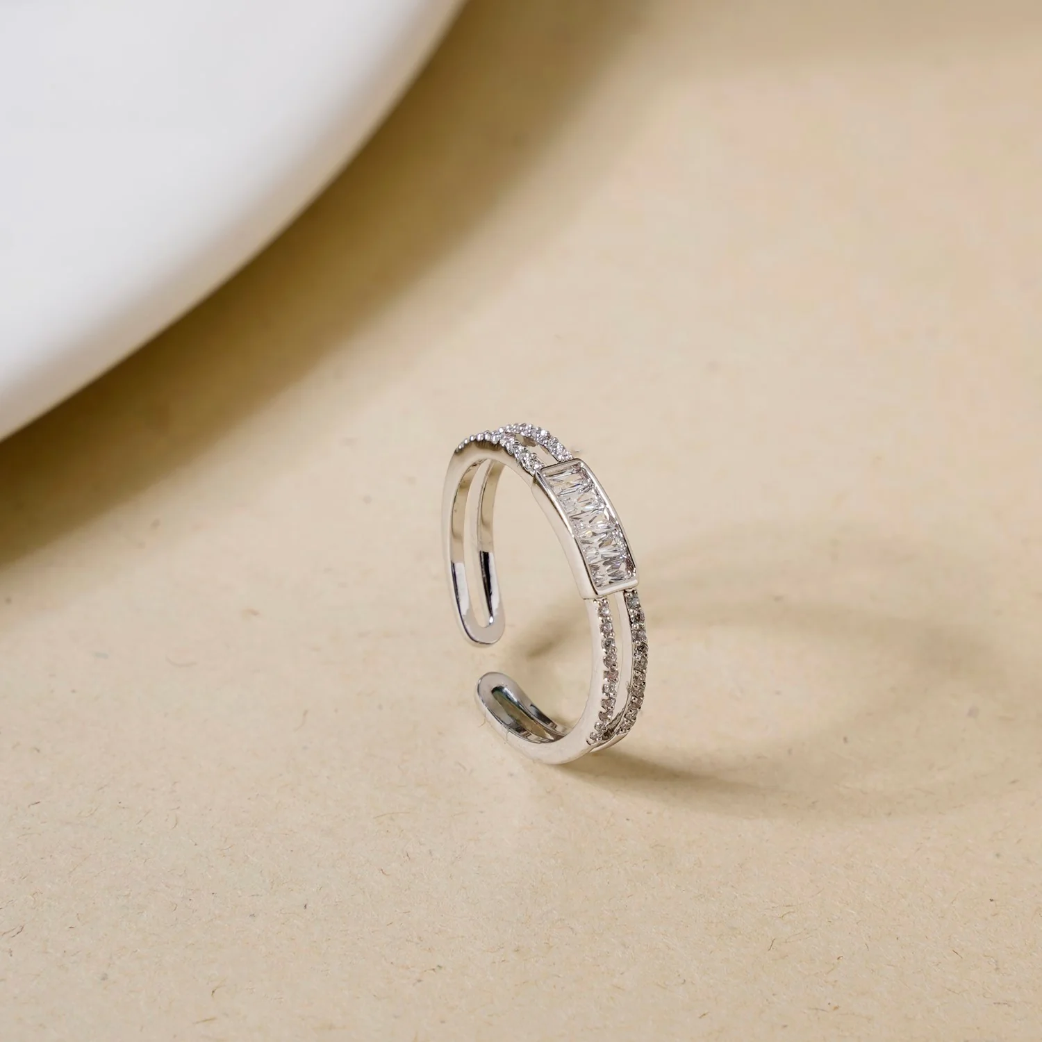 Lustrous Layers Double Band Silver Ring - Image 5