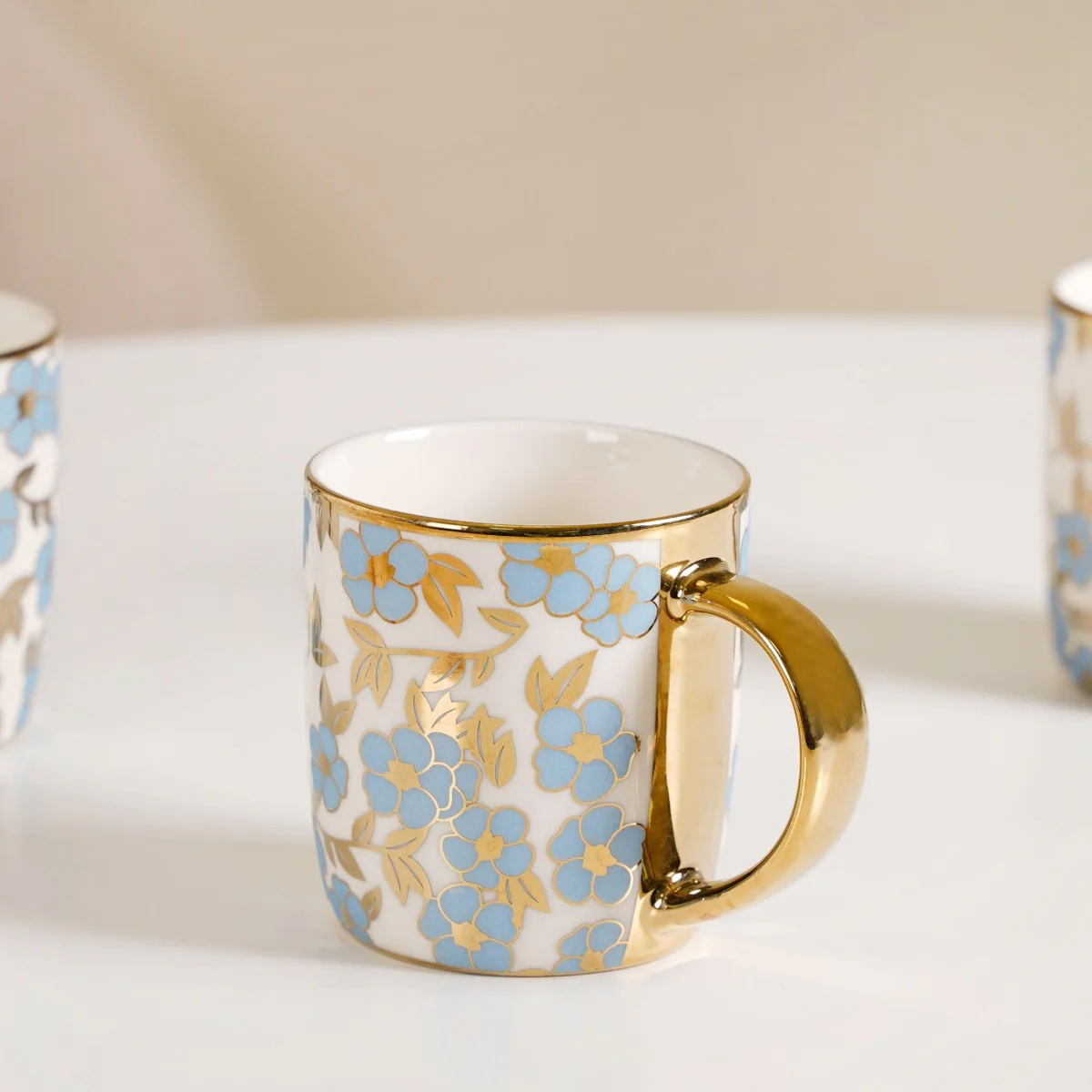 Luxe Ceramic Cup With Flower Design Set of 6 330ml - Image 3