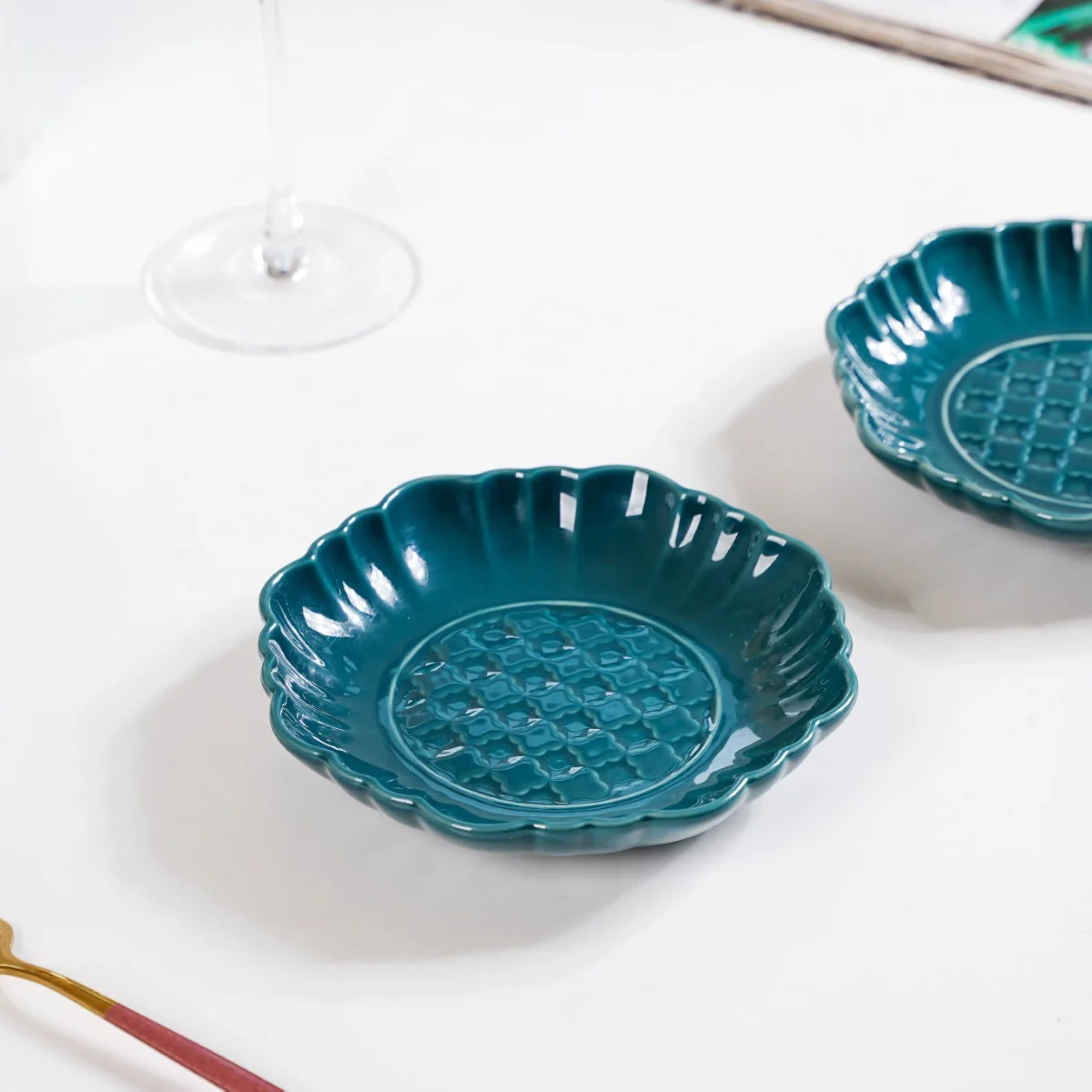 Luxe Ceramic Dessert Plate Green Set Of 4 6 Inch - Image 11