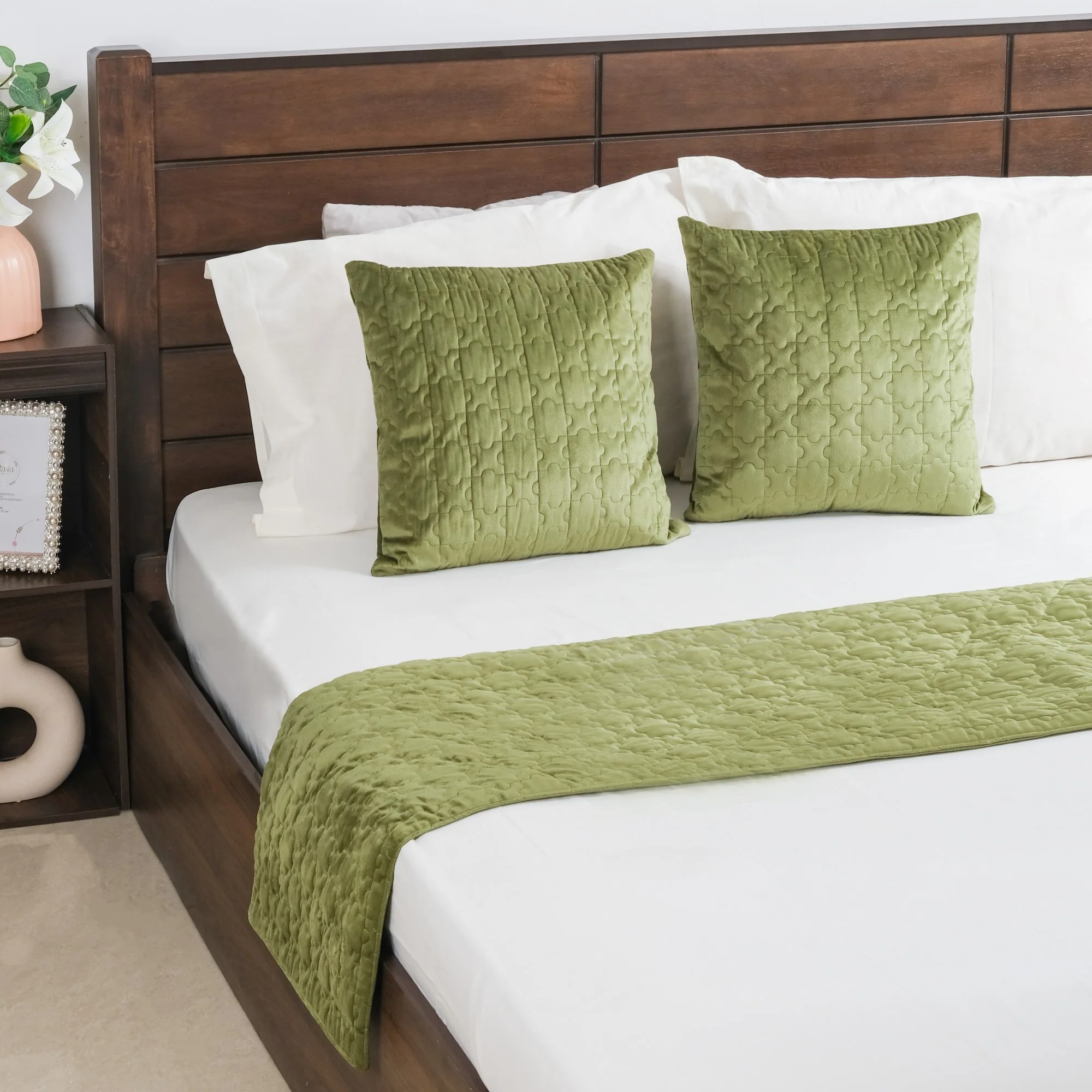 Luxe Cushion Cover & Runner Set Of 3 Green - Image 12