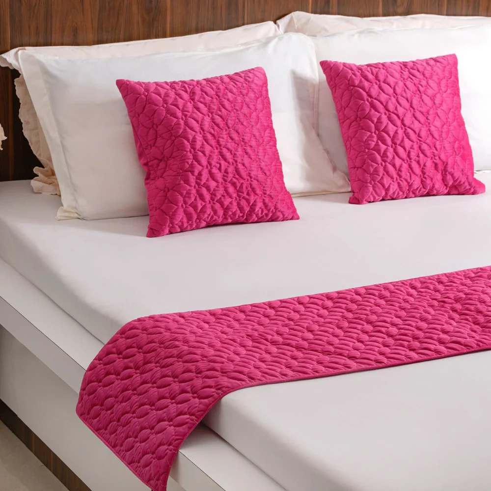 Luxe Cushion Cover & Runner Set Of 3 Magenta - Image 2