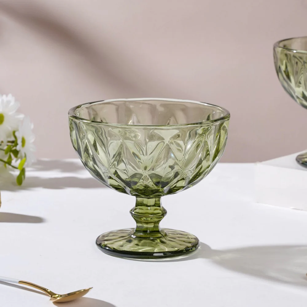 Luxe Glass Dessert Bowl Green Set Of 6 300 ml - Image 3