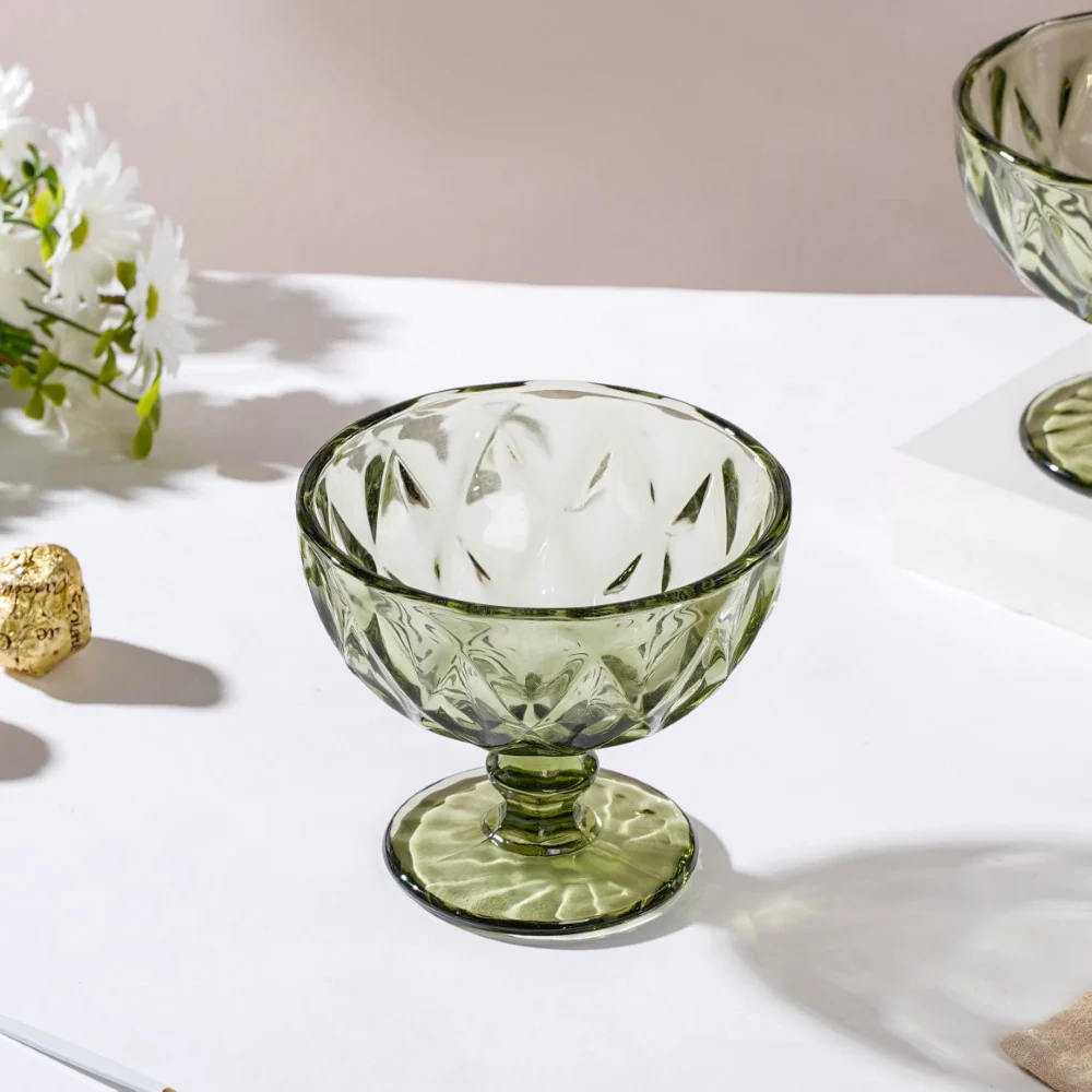 Luxe Glass Dessert Bowl Green Set Of 6 300 ml - Image 6