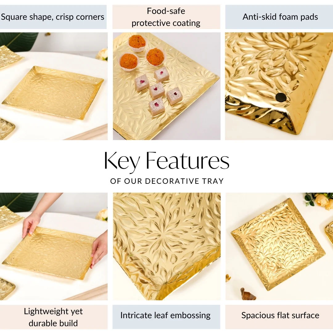 Luxe Lustre Embossed Decorative Square Tray - Image 5