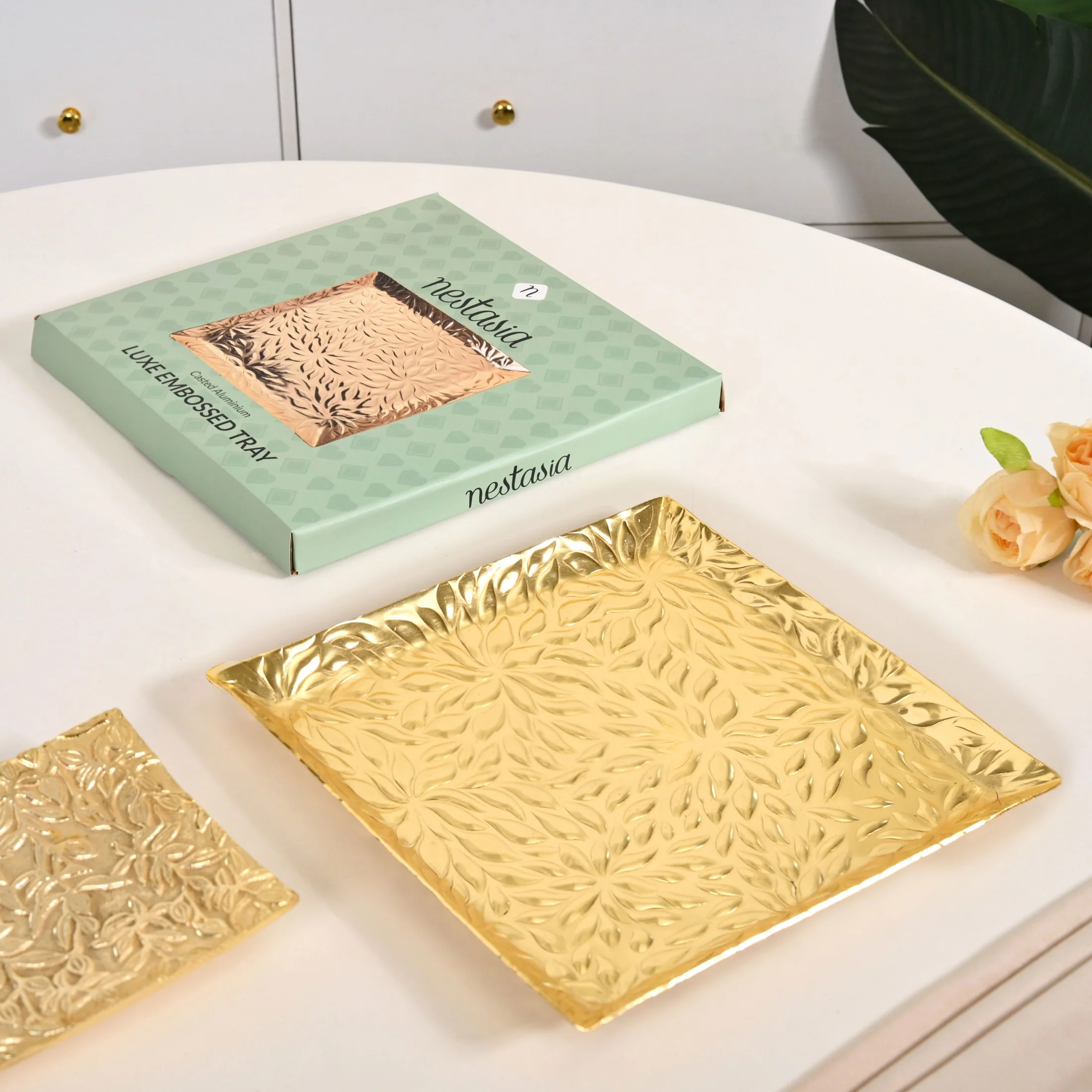 Luxe Lustre Embossed Decorative Square Tray - Image 9