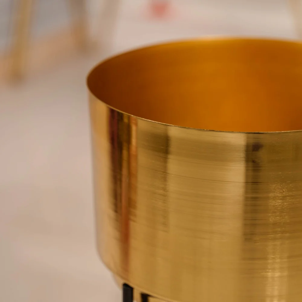 Luxe Metal Floor Planter With Stand Gold Set Of 2 - Image 17