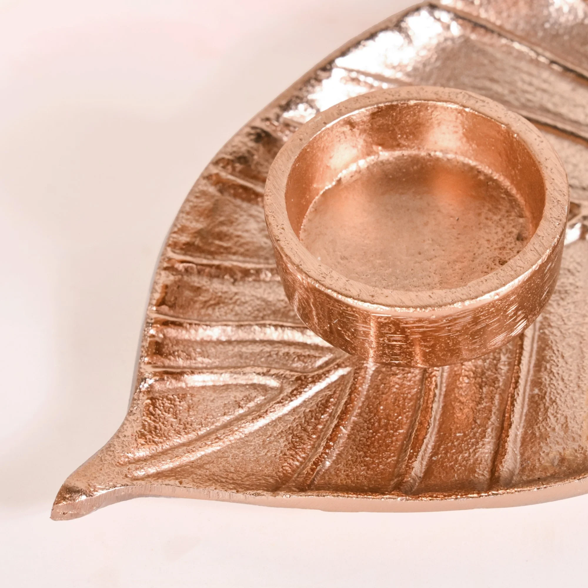 Luxe Metal Leaf Tealight And Incense Holder Set Of 2 In Festive Gift Box - Image 7