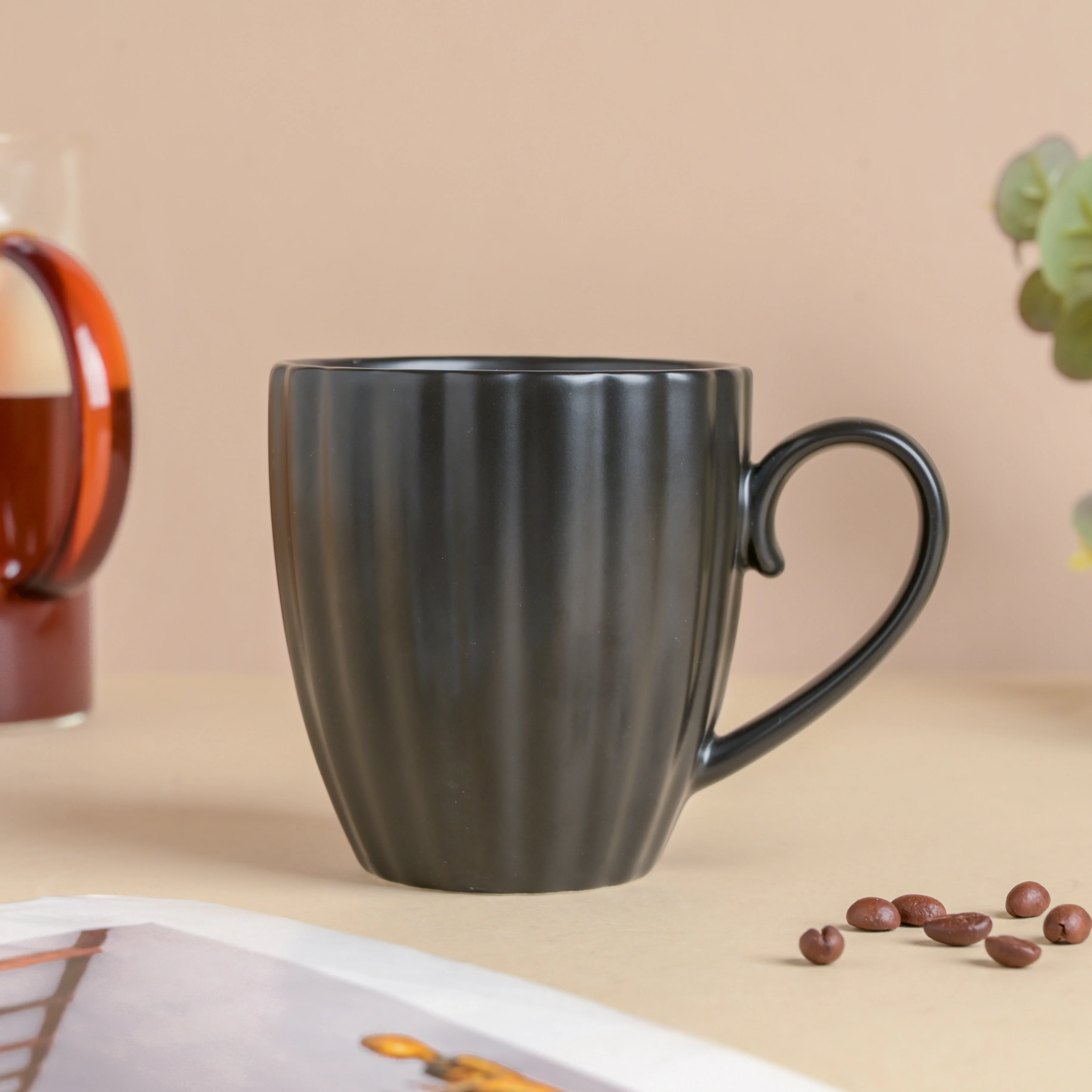 Luxe Ribbed Black Coffee Mug 250 ml - Image 6