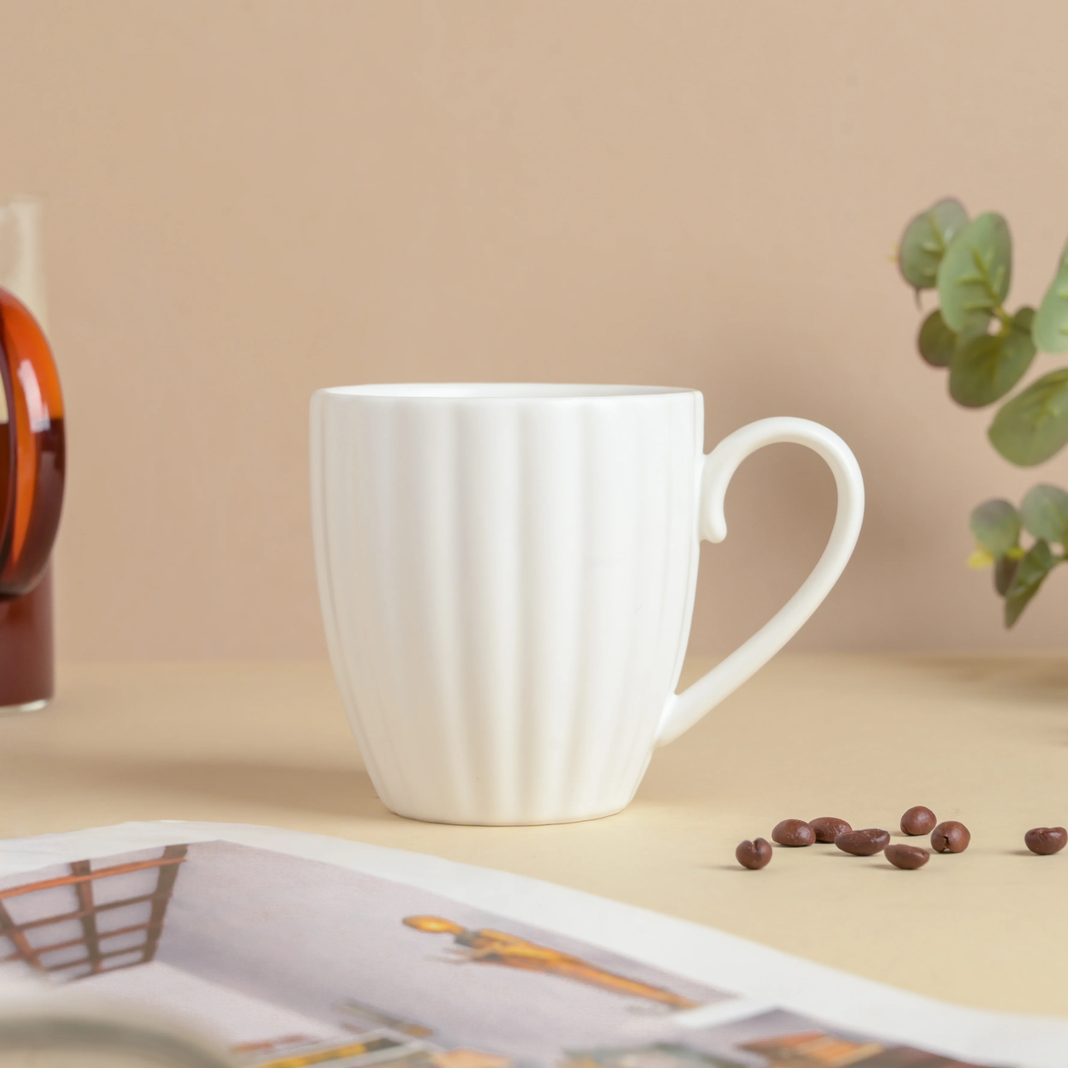 Luxe Ribbed White Coffee Mug 250 ml - Image 5