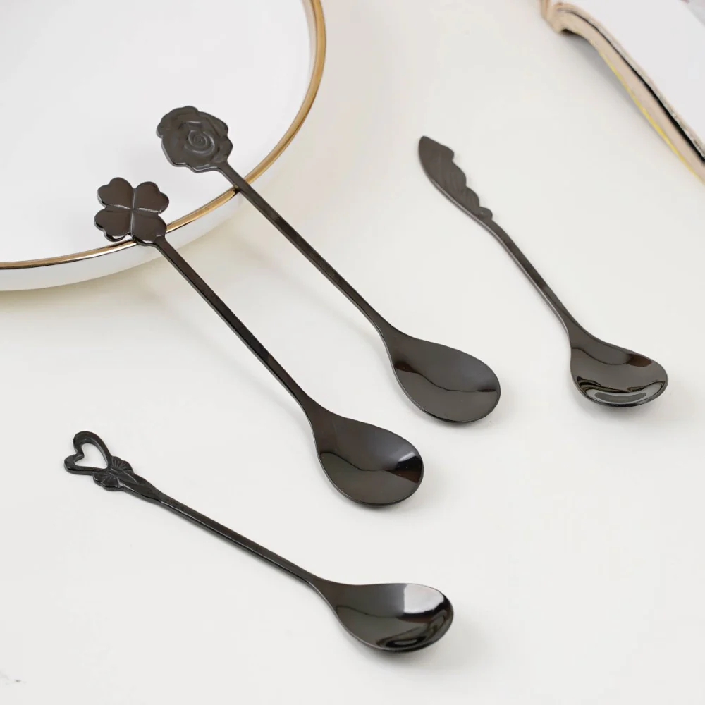 Luxe Stainless Steel Teaspoon Set Of 4 Black