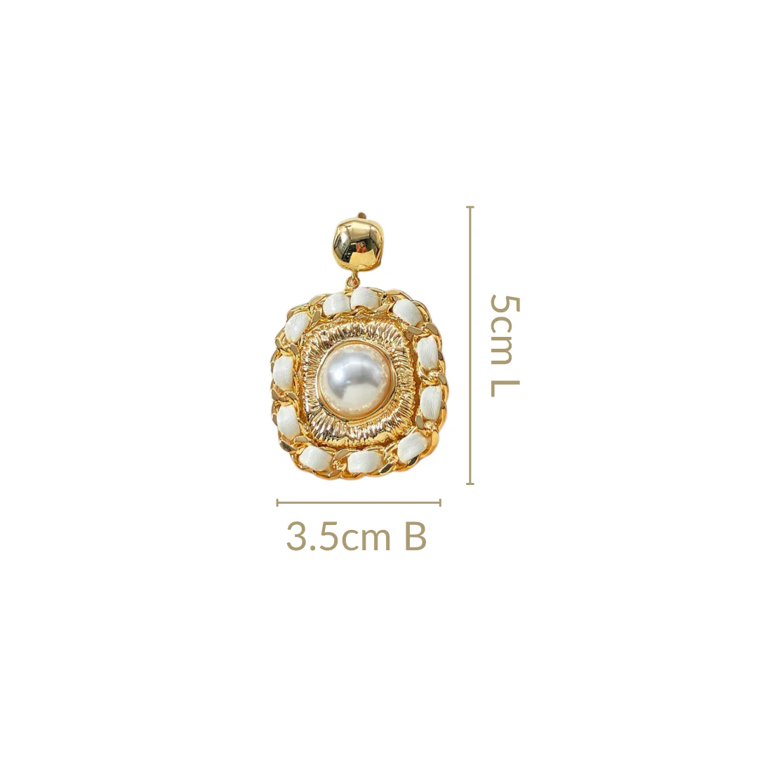 Luxe Textured Gold And Pearl Drop Earrings - Image 3