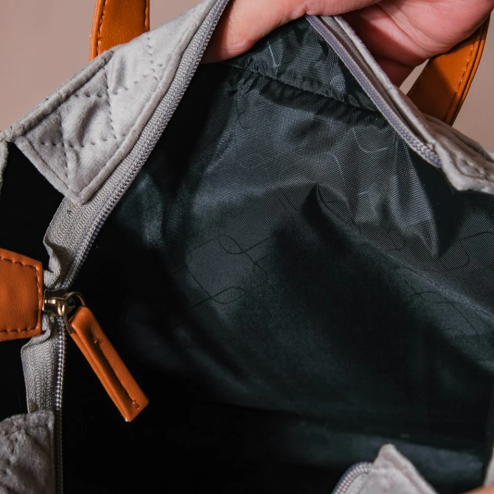 Luxe Velvet Lunch Bag Grey And Green - Image 10