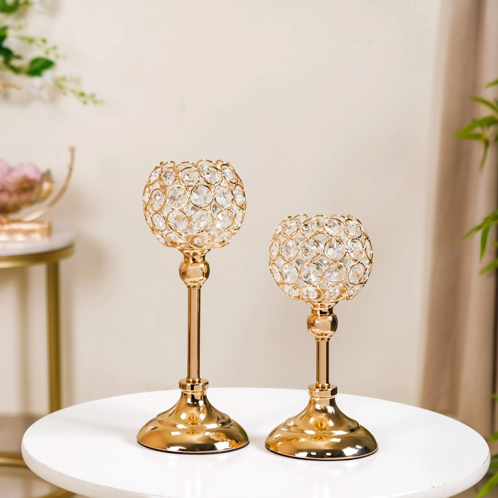 Luxurious Crystal Votive Candle Holder Stand Set Of 2 - Image 10