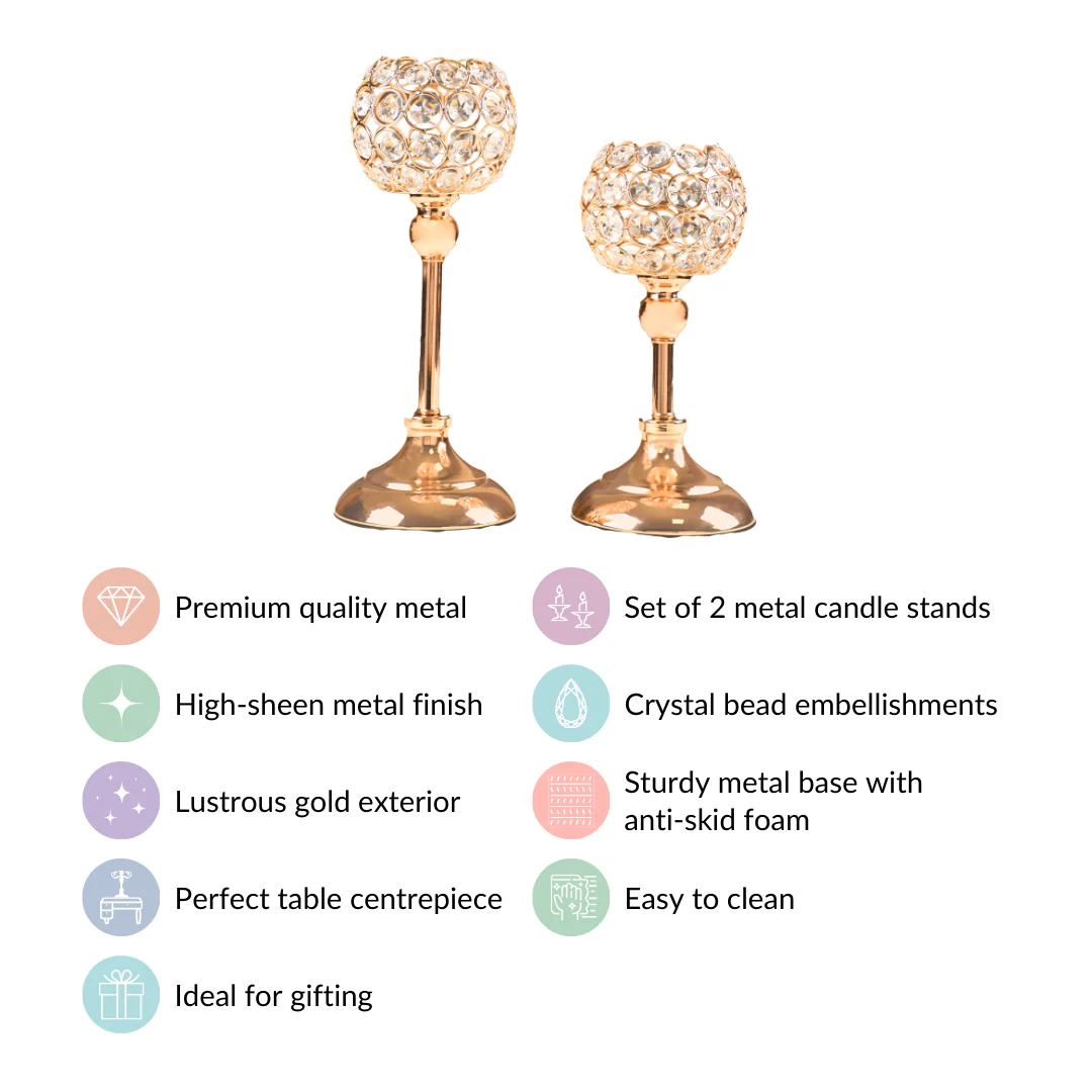 Luxurious Crystal Votive Candle Holder Stand Set Of 2 - Image 4
