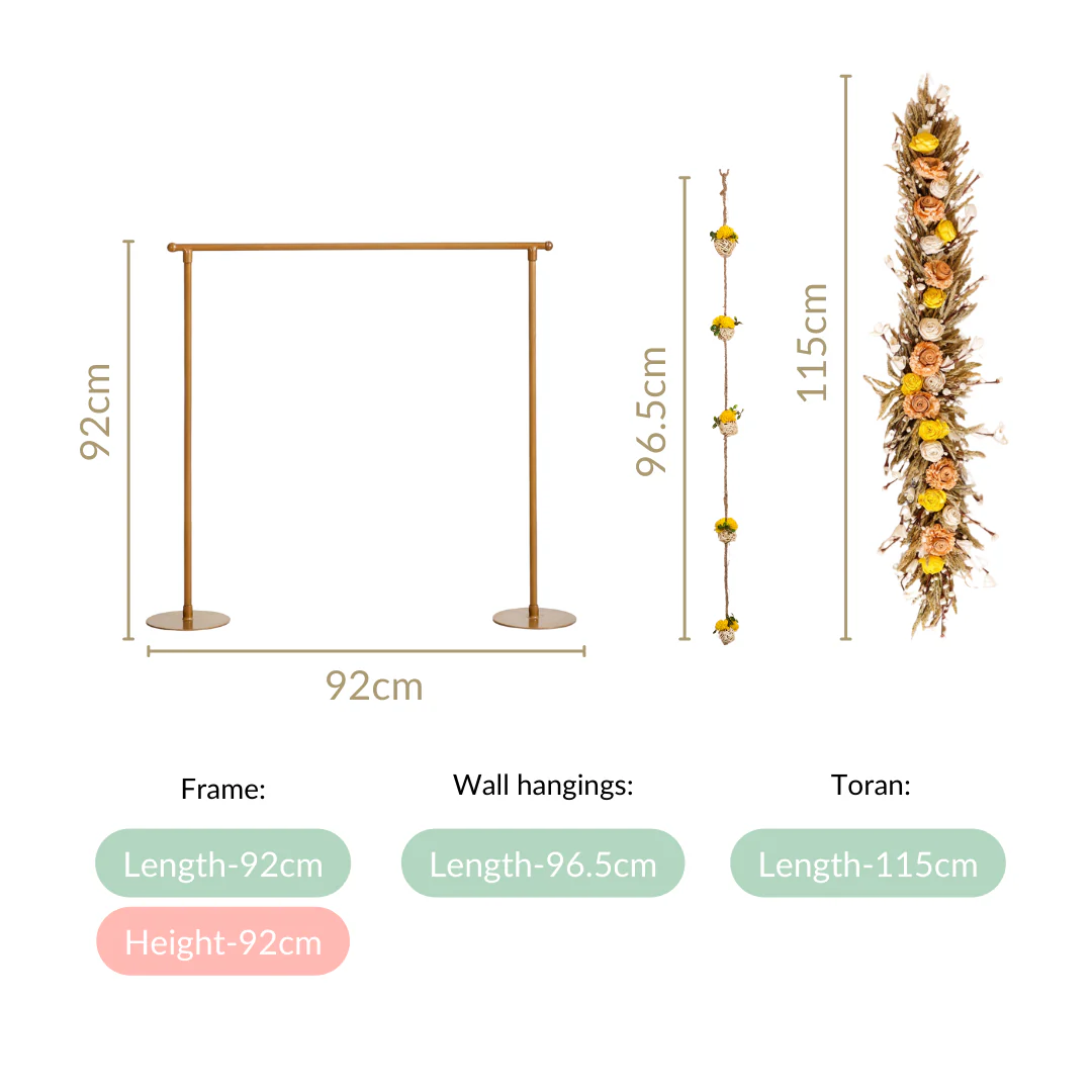 Luxurious Gold Backdrop Frame With Flower Decor 36 Inch - Image 4