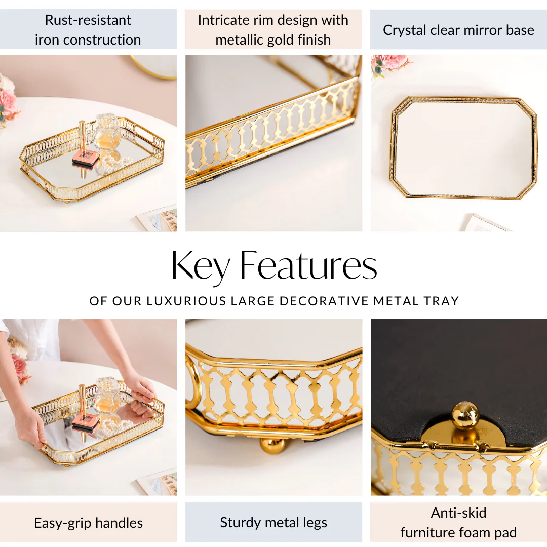 Luxurious Large Decorative Metal Tray - Image 5