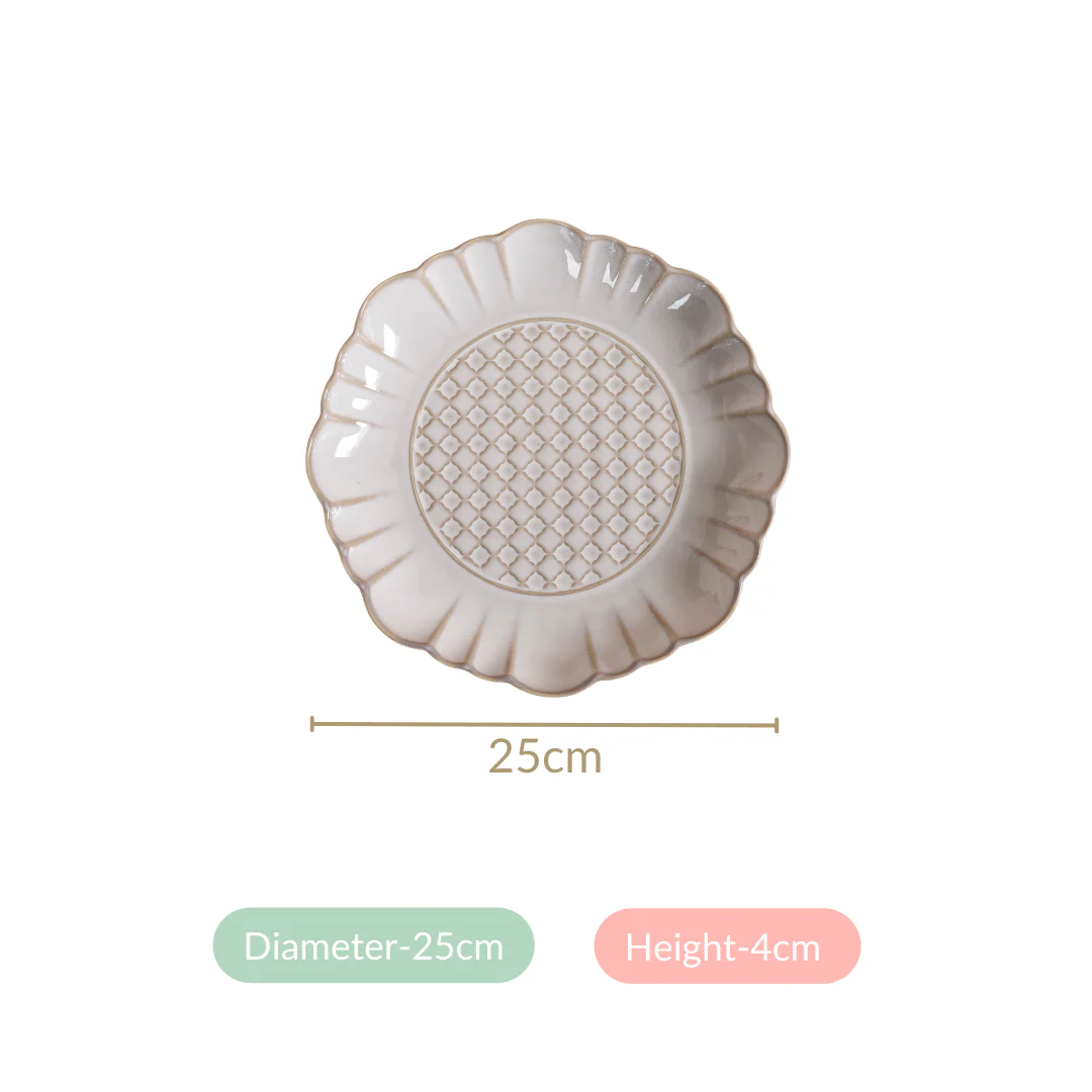 Luxury Ceramic Stoneware Dinner Plate Set Of 4 Ivory 10 Inch - Image 6