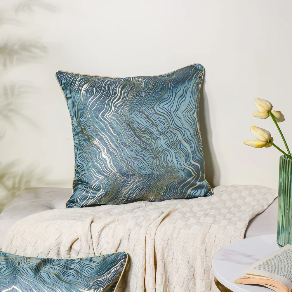 Luxury Embroidered Cushion Cover Green Set of 2 17x17 Inch - Image 2