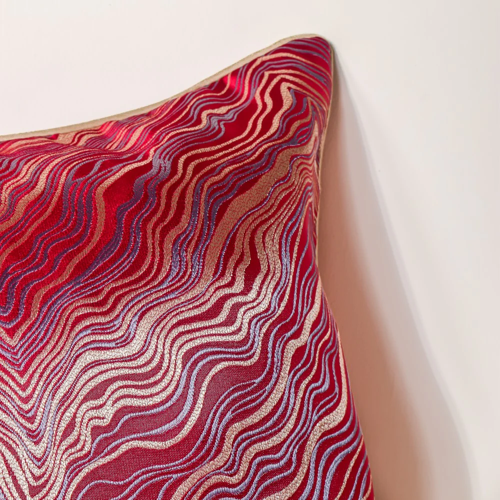 Luxury Embroidered Cushion Cover Red Set of 2 17x17 Inch - Image 3