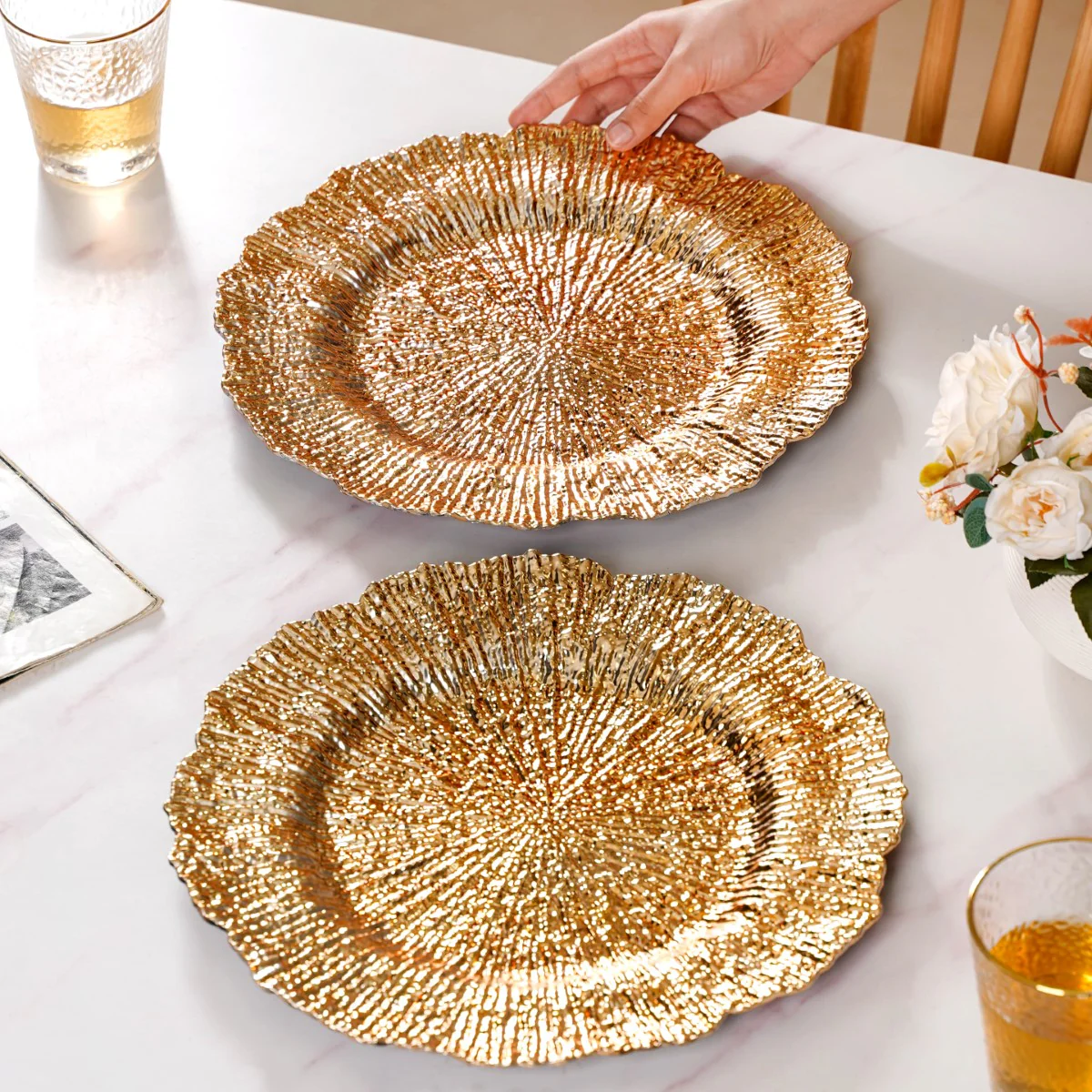 Luxury Gold Reef Charger Plate Set Of 6 12 Inch - Image 4