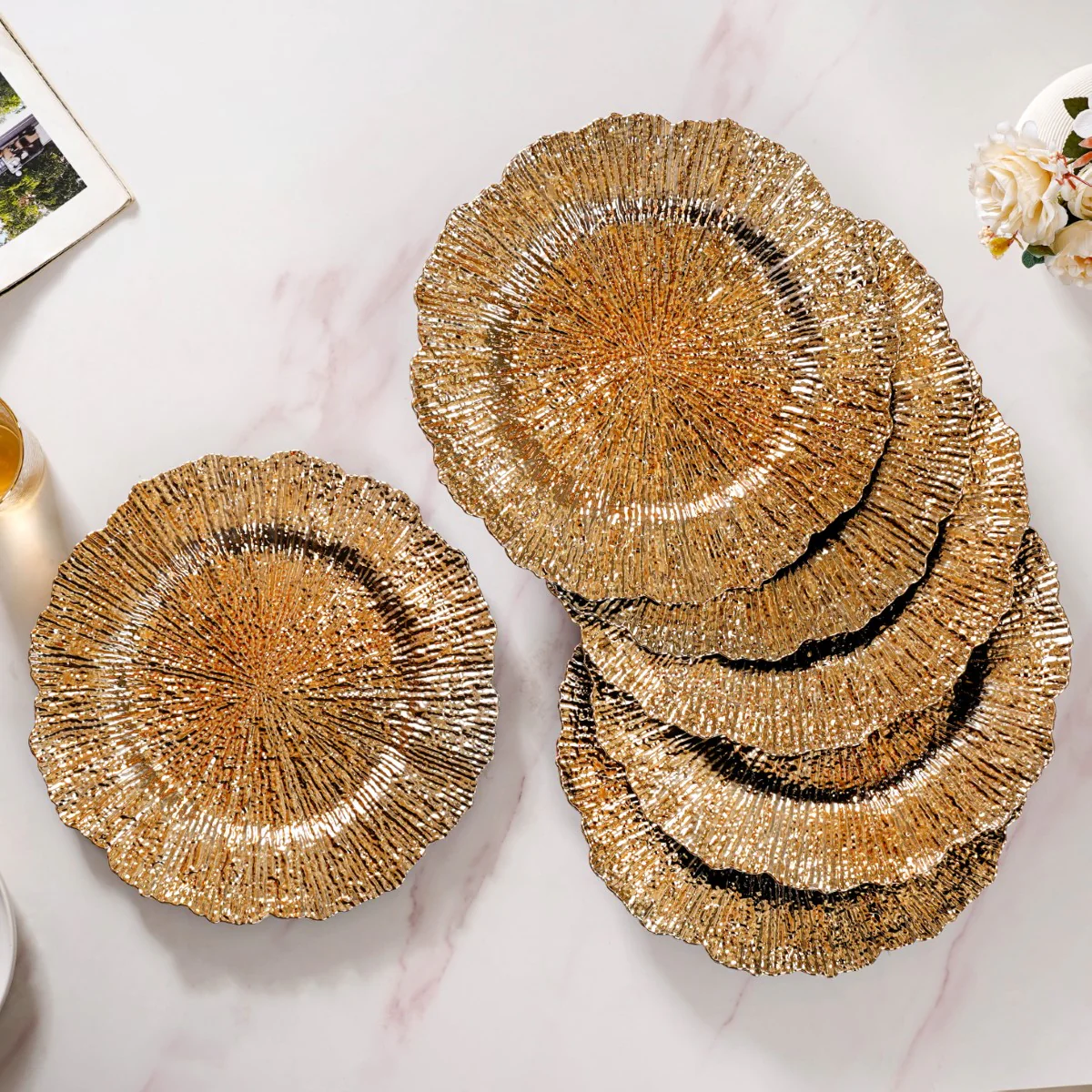 Luxury Gold Reef Charger Plate Set Of 6 12 Inch - Image 8