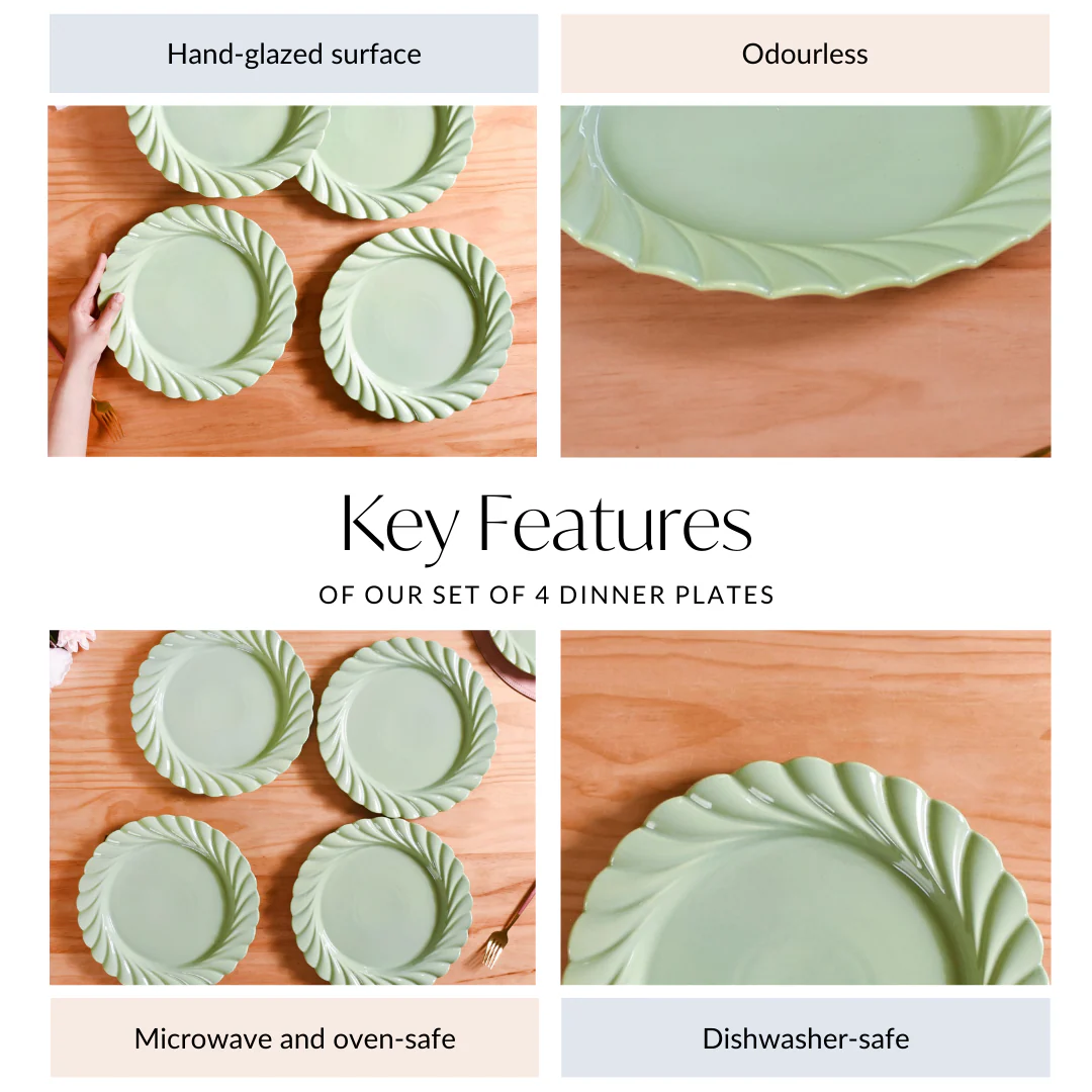 Luxury Lao Dinner Plates Set Of 4 Green 11 Inch - Image 5