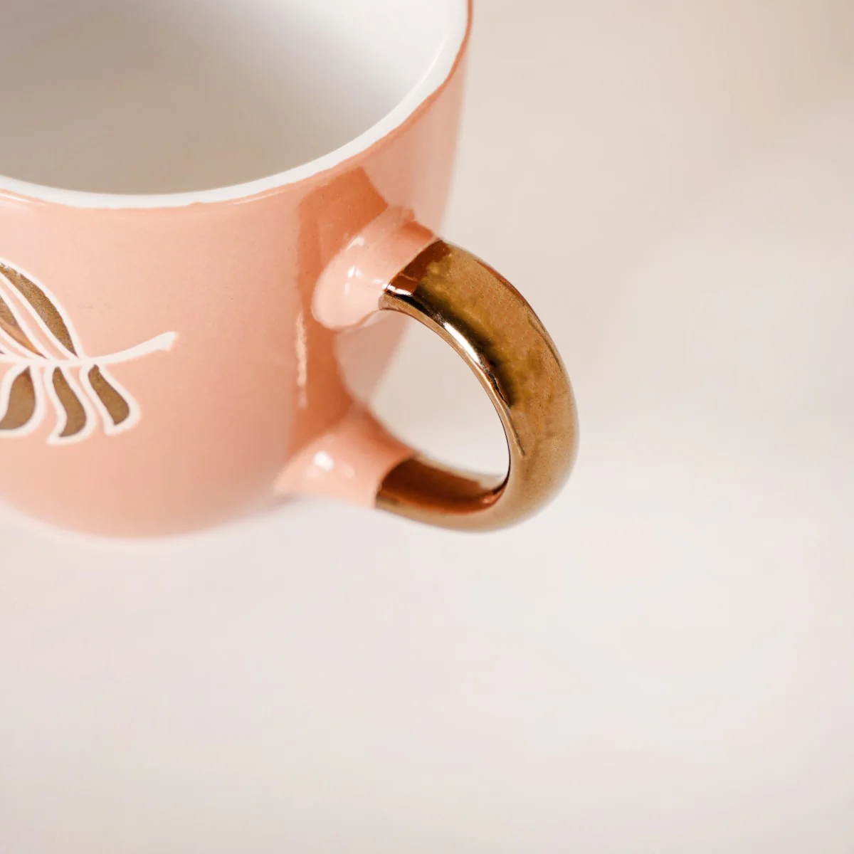 Luxury Leaf Ceramic Tea Cup Set of 6 Peach 250ml - Image 7
