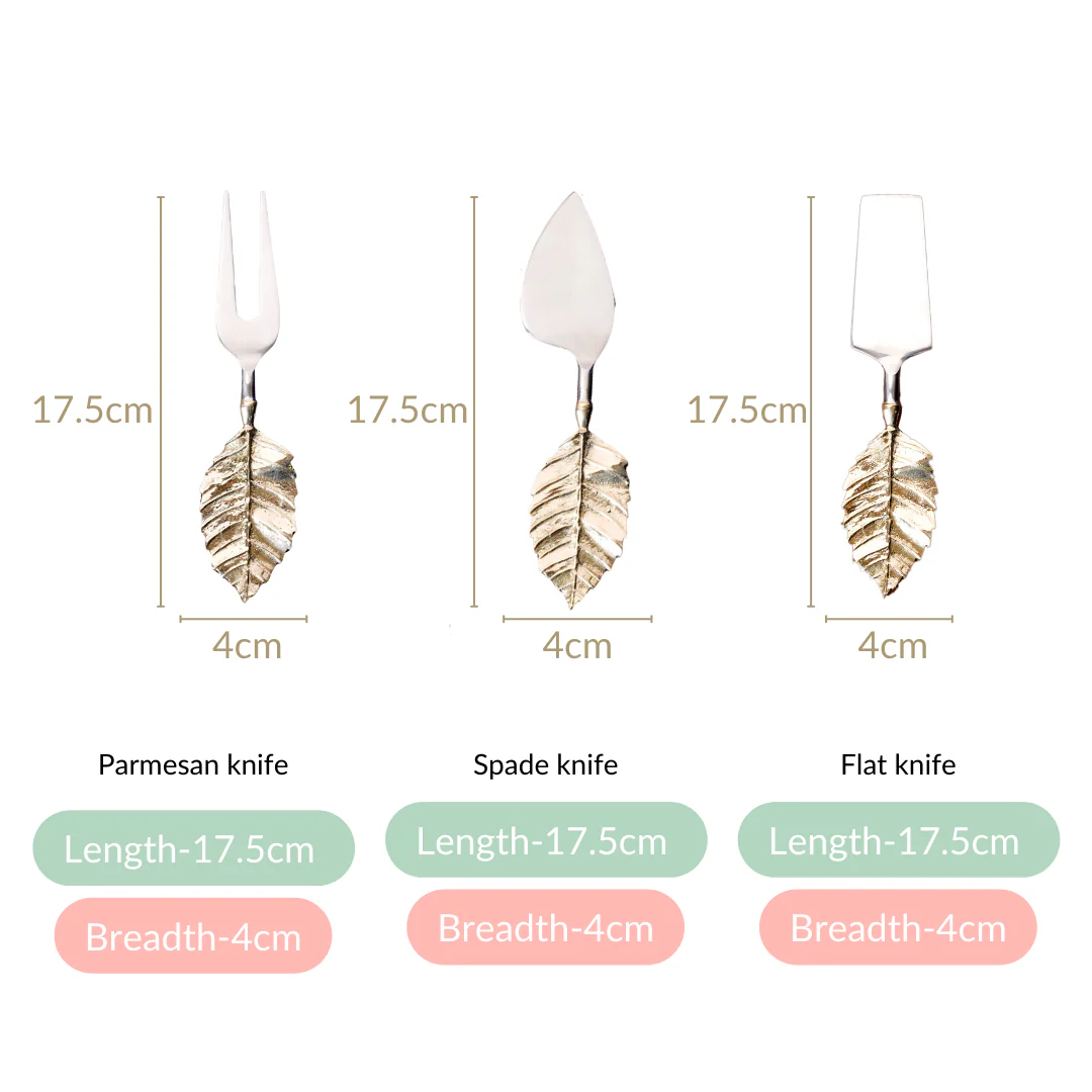 Luxury Leaf Design Cheese Knife Set Of 3 - Image 5