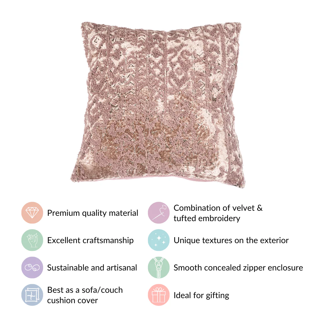 Luxury Mauve Ice Crush Square Cushion Cover 15x15 Inch - Image 4