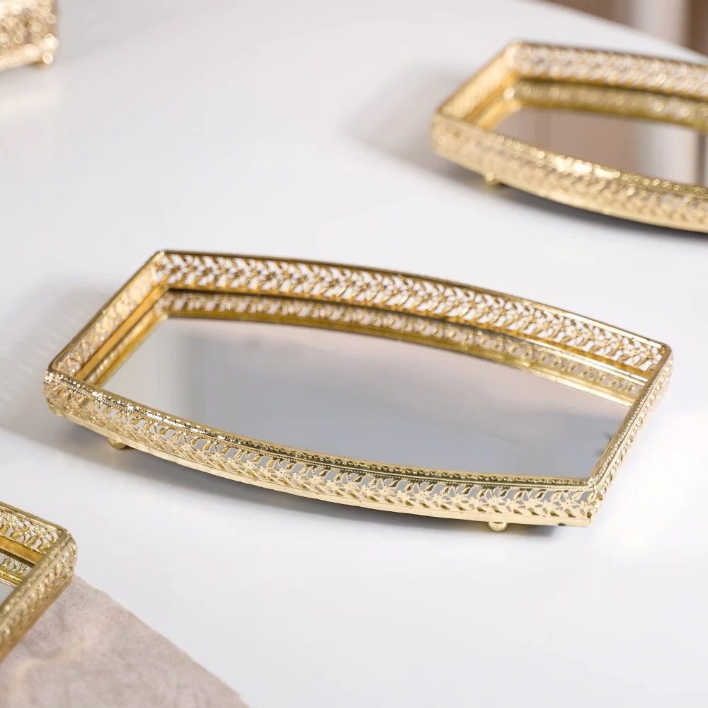 Luxury Mirror Tray Gold Set Of 3 - Image 10