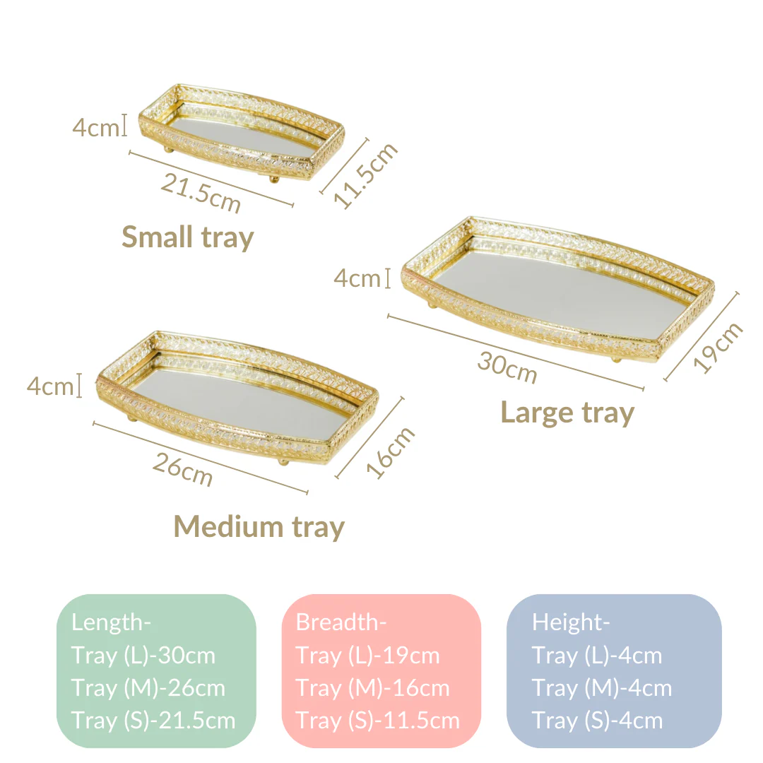 Luxury Mirror Tray Gold Set Of 3 - Image 24