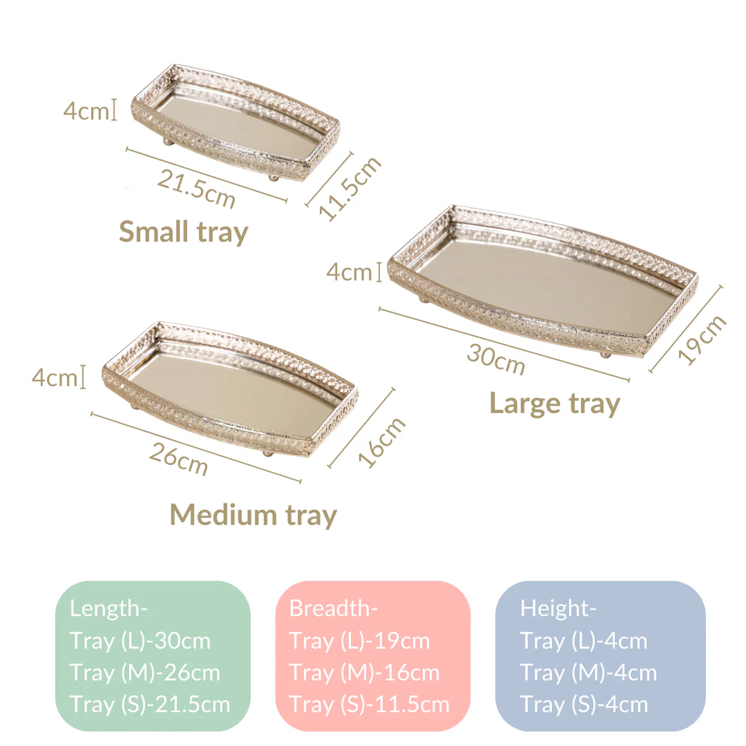 Luxury Mirror Tray Silver Set Of 3 - Image 15