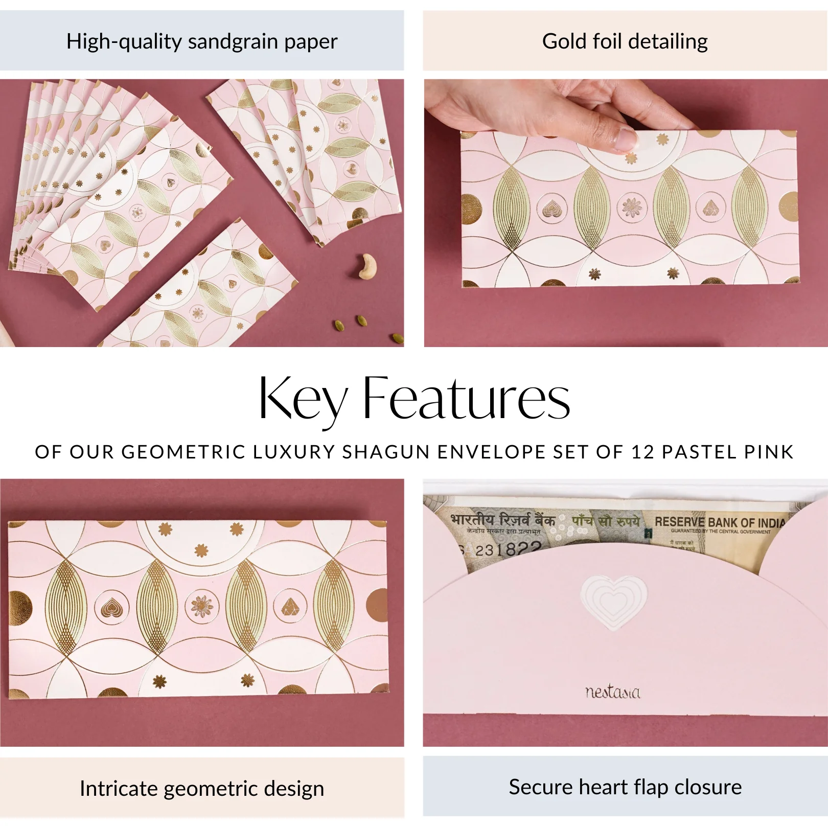 Luxury Wedding Gift Envelope Set Of 12 Pastel Pink - Image 5
